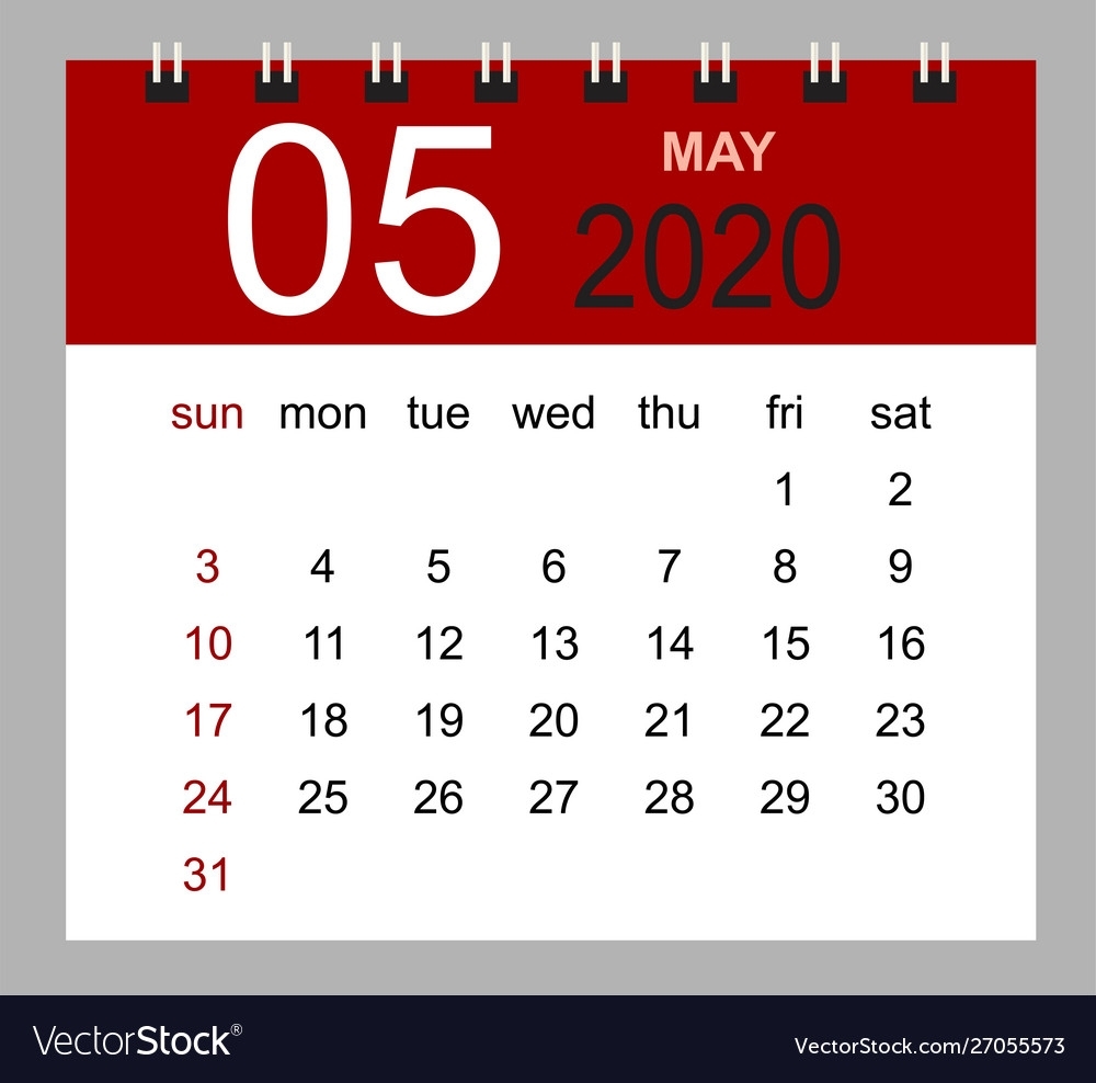 Simple Desk Calendar For May 2020 Week Starts