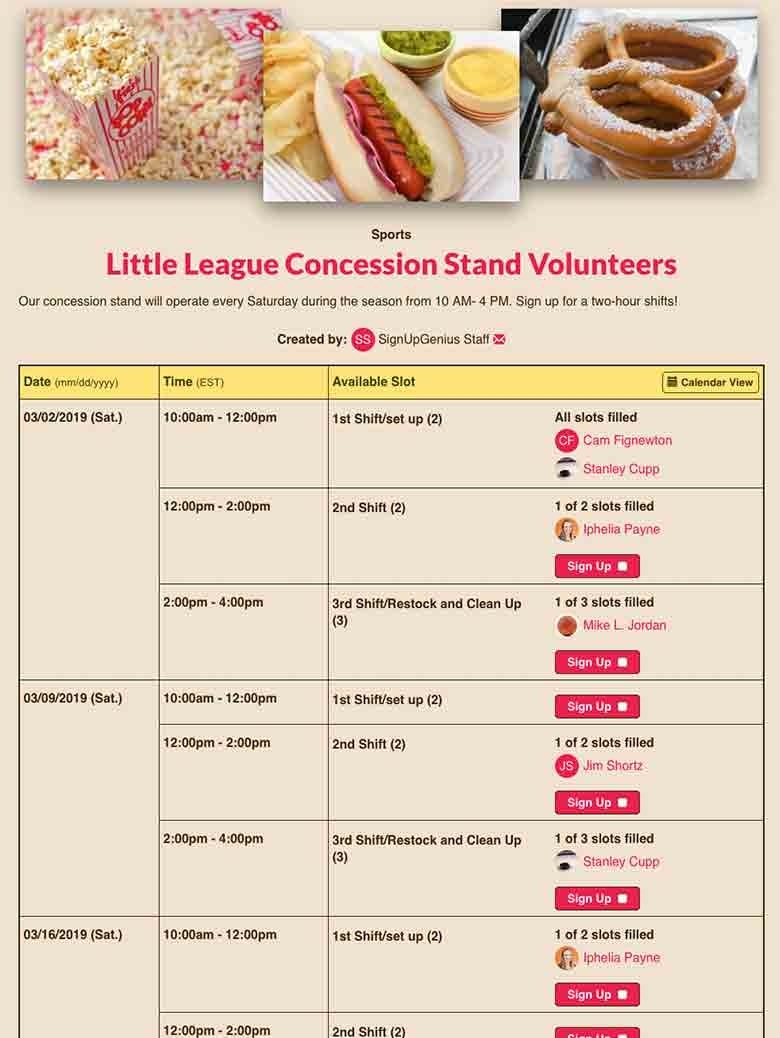 Sports Sign Up Sheets | Organize Games And Volunteers
