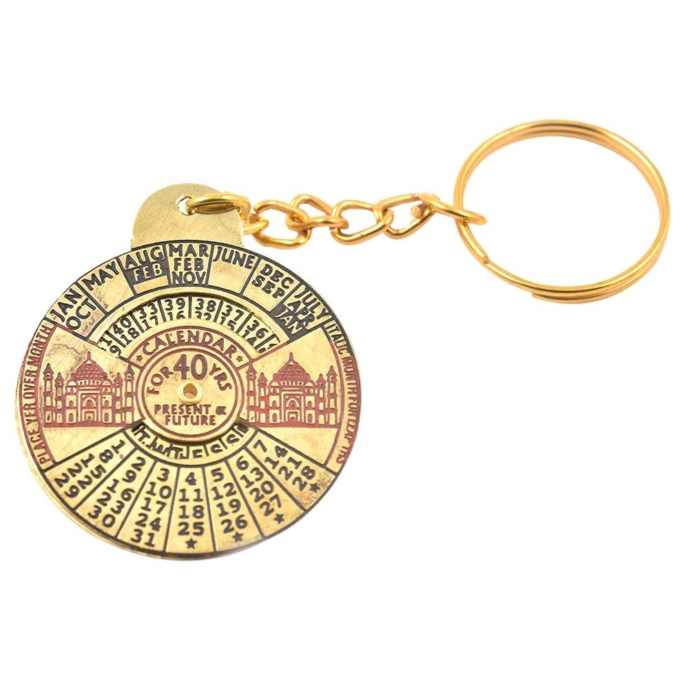 Taj Mahal 40 Year Brass Keychain Calendar Engraved On The Top