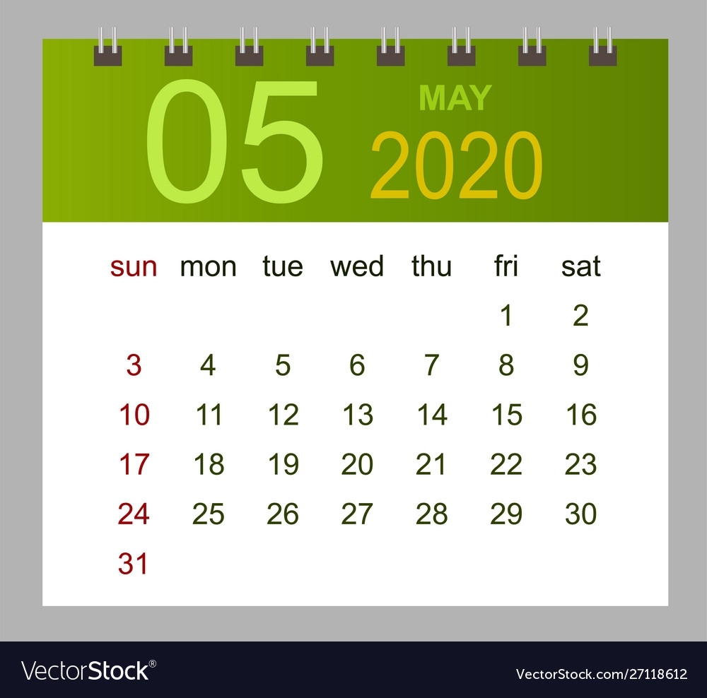 Template Calendar For May 2020 Week Starts