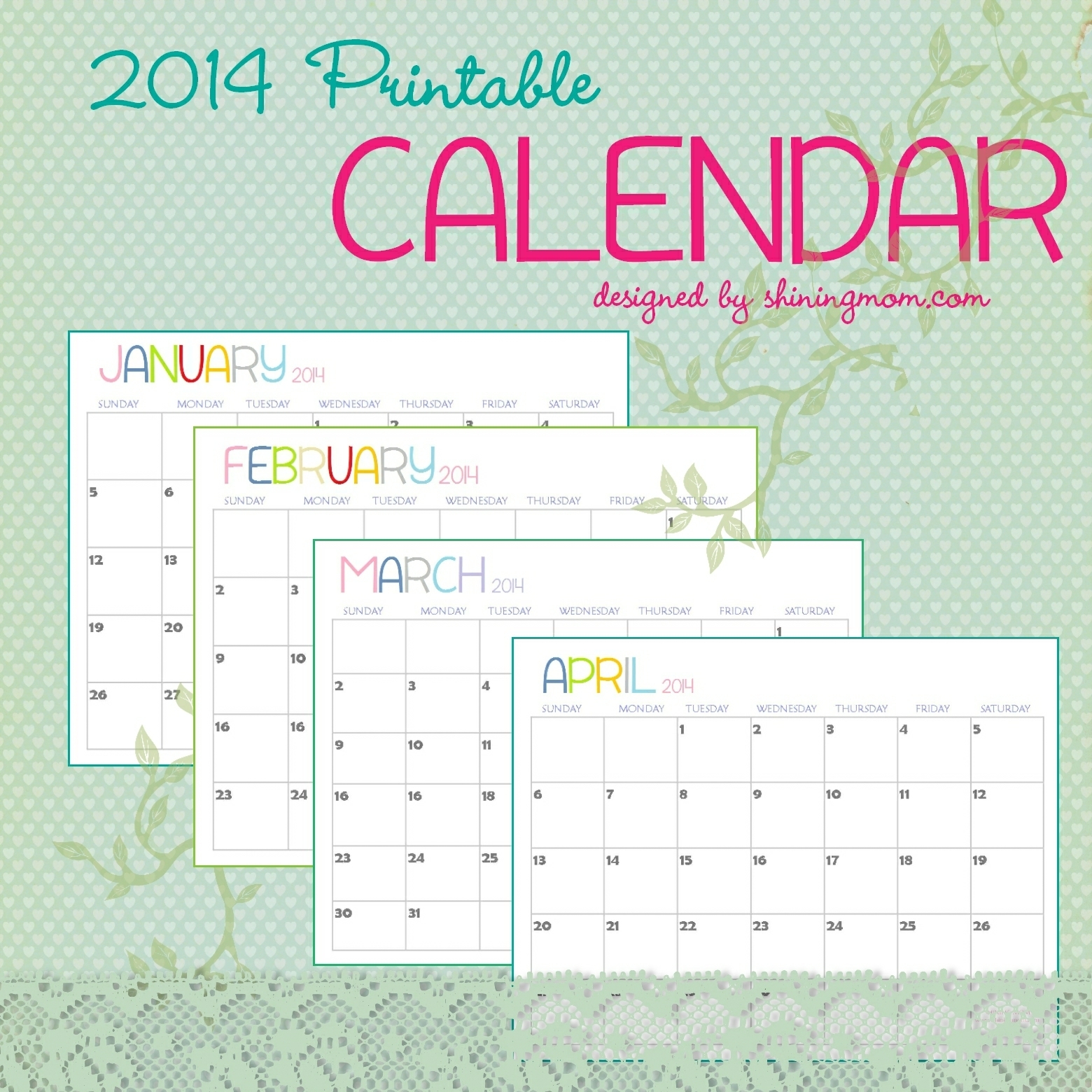 Free Printable Calendar Shining Mom Month Calendar Printable