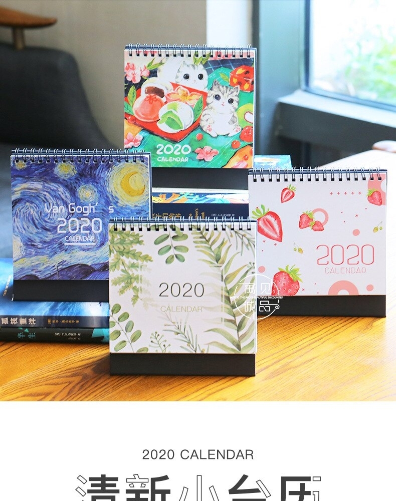 Us $4.59 8% Off|2020 Calendar Retro Van Gogh  Illustrations/leaf/strawberry/cat Kawaii Desk Calendar Organizer Schedule  Planner Notebook