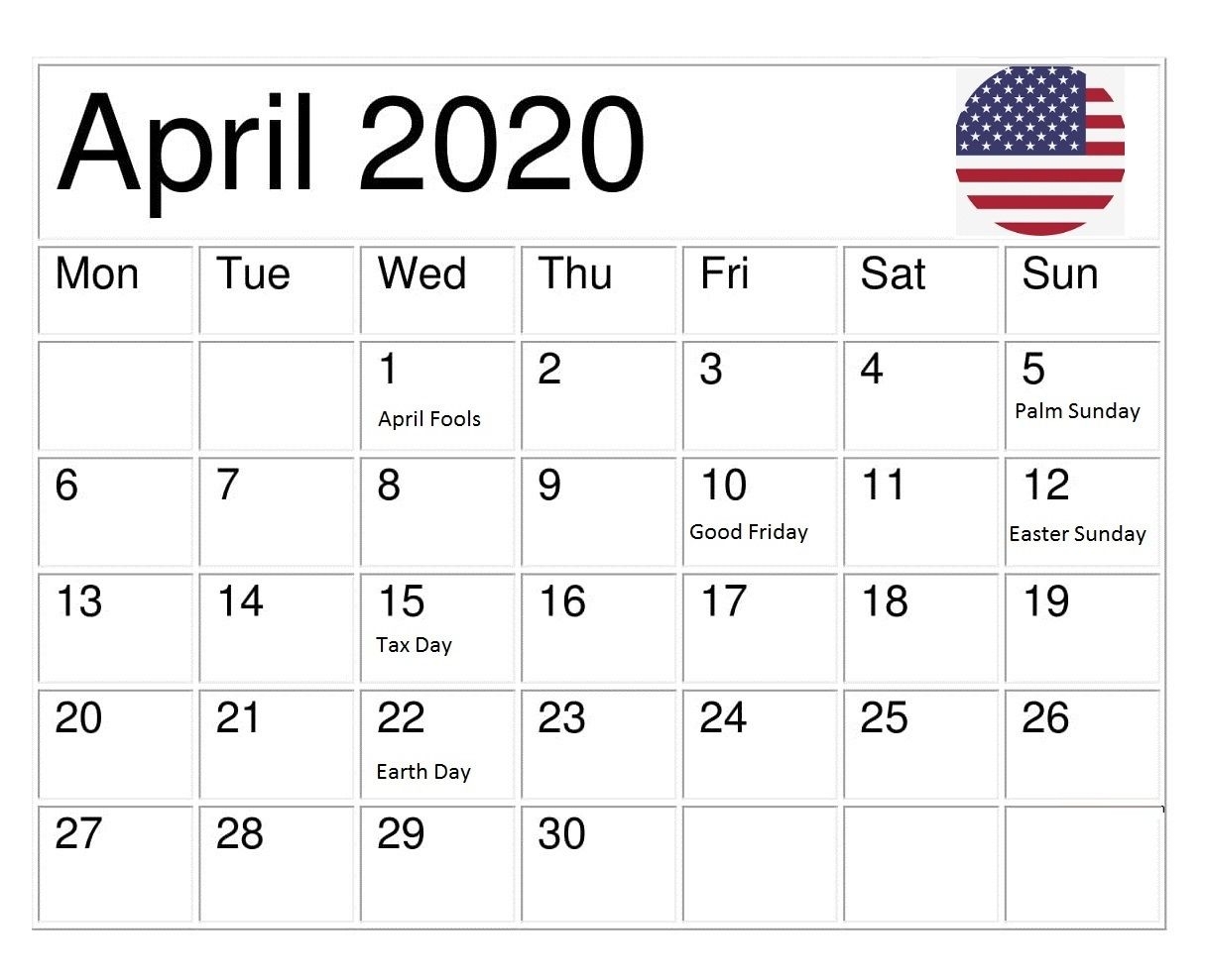 Usa April 2020 Holidays Calendar In 2020 | Holiday Calendar