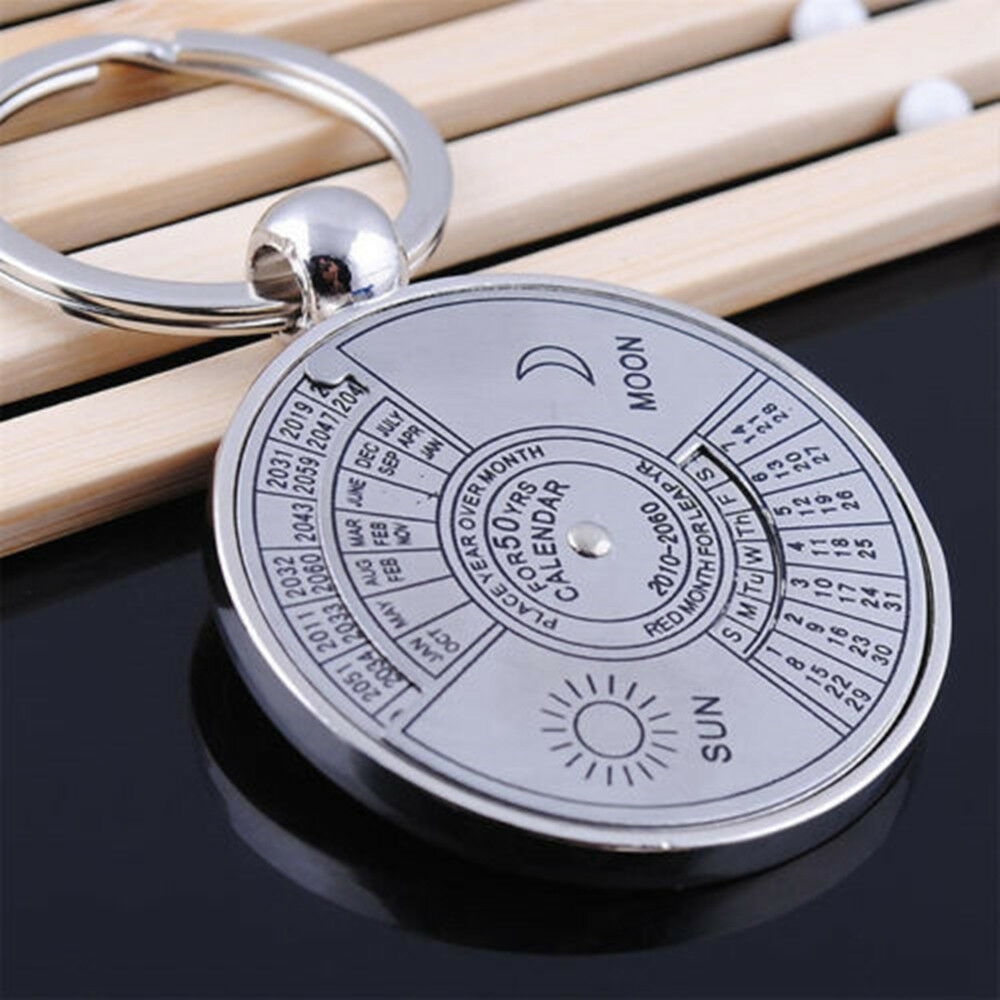 Utility Perpetual Calendar Keyring Keychain Unique Metal Key Chain Ring 50  Year