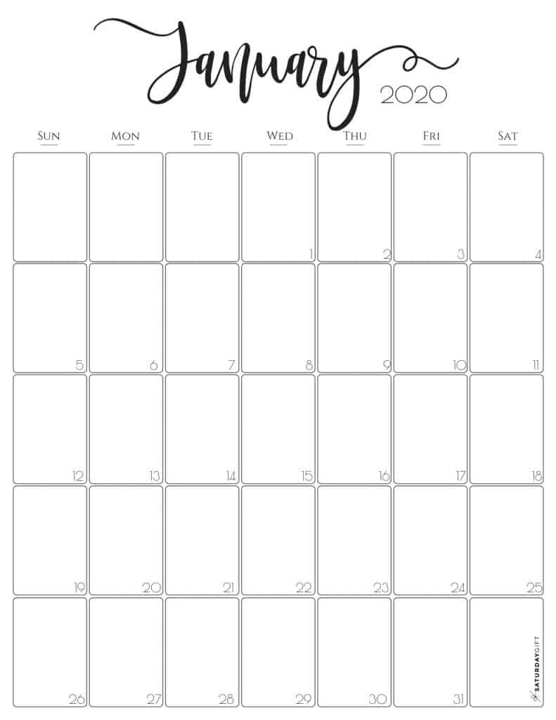 Vertical 2020 Monthly Calendar - Stylish (&amp; Free