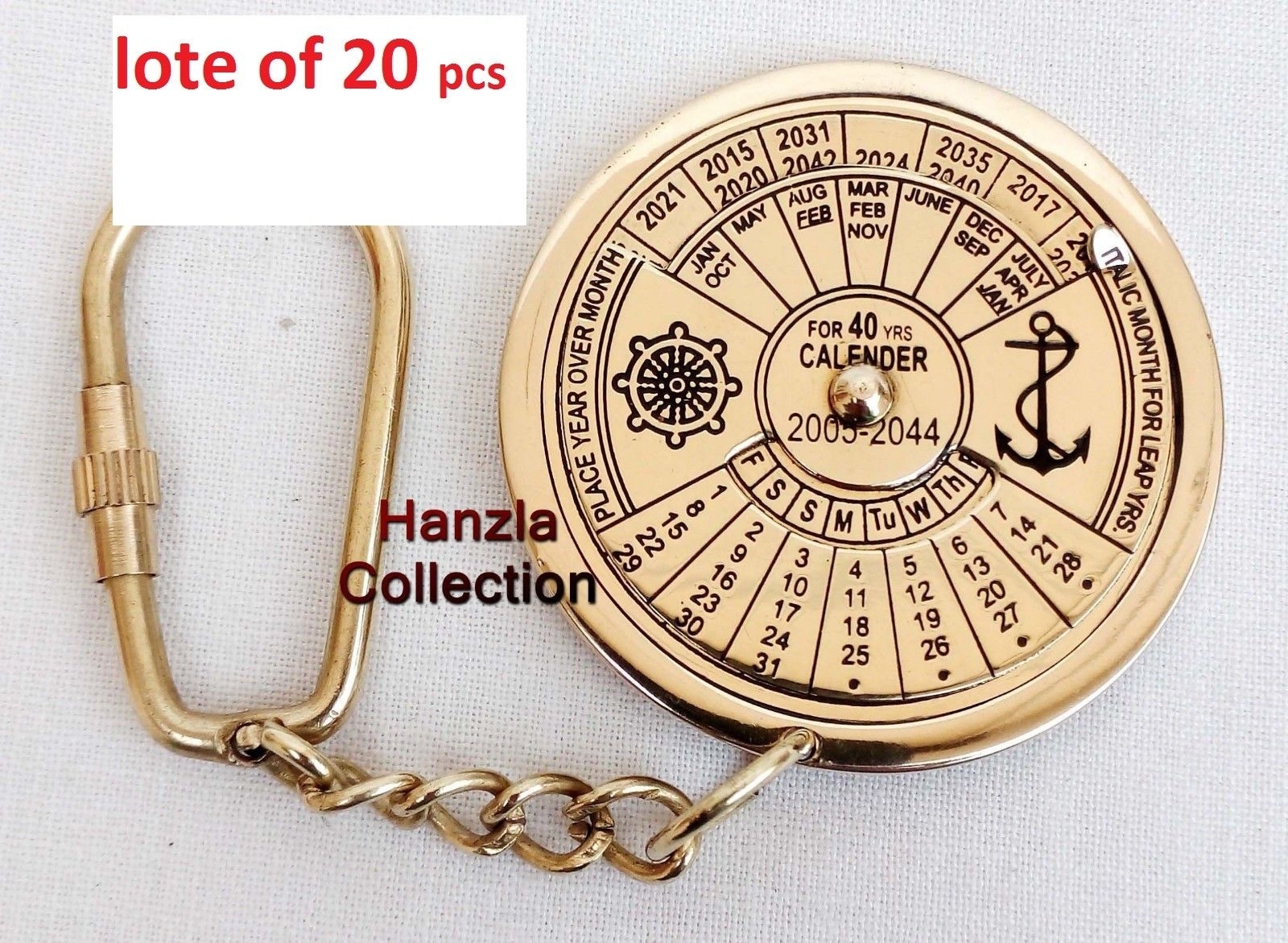 Vintage Nautical 40 Years Perpetual Calendar Keychain Brass Keychain Key  Ring