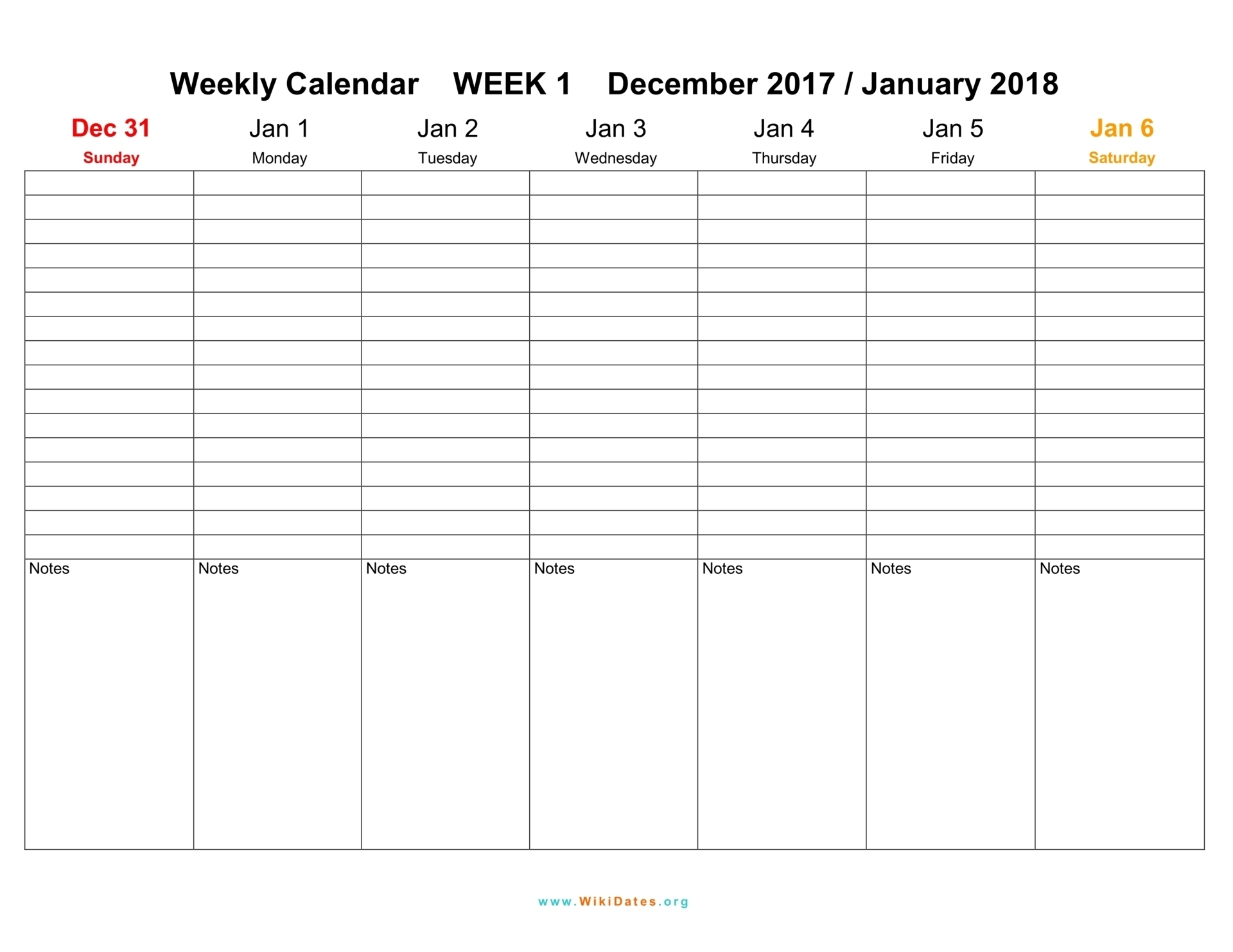 Weekly Calendar - Download Weekly Calendar 2017 And 2018