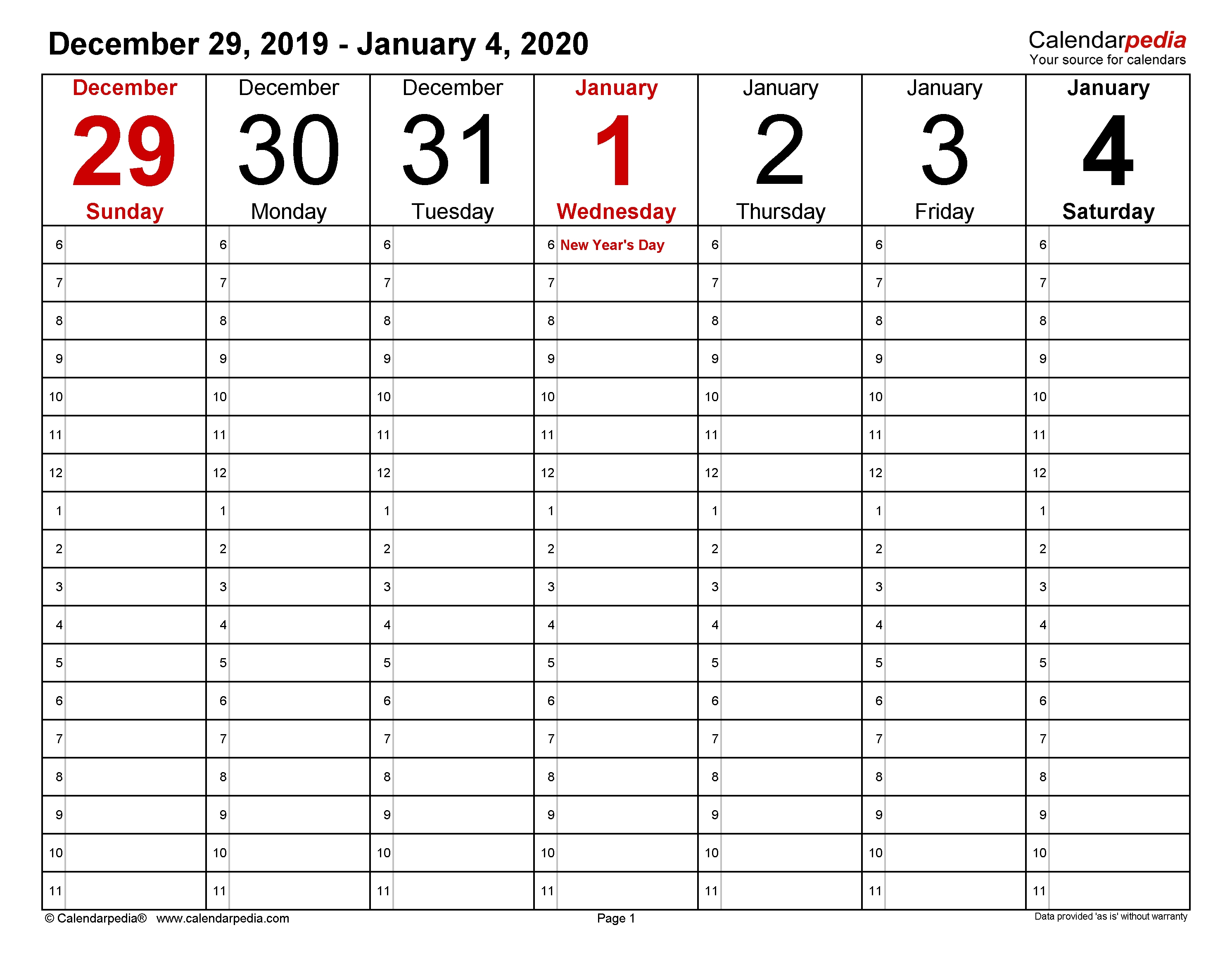 Weekly Calendars 2020 For Pdf - 12 Free Printable Templates