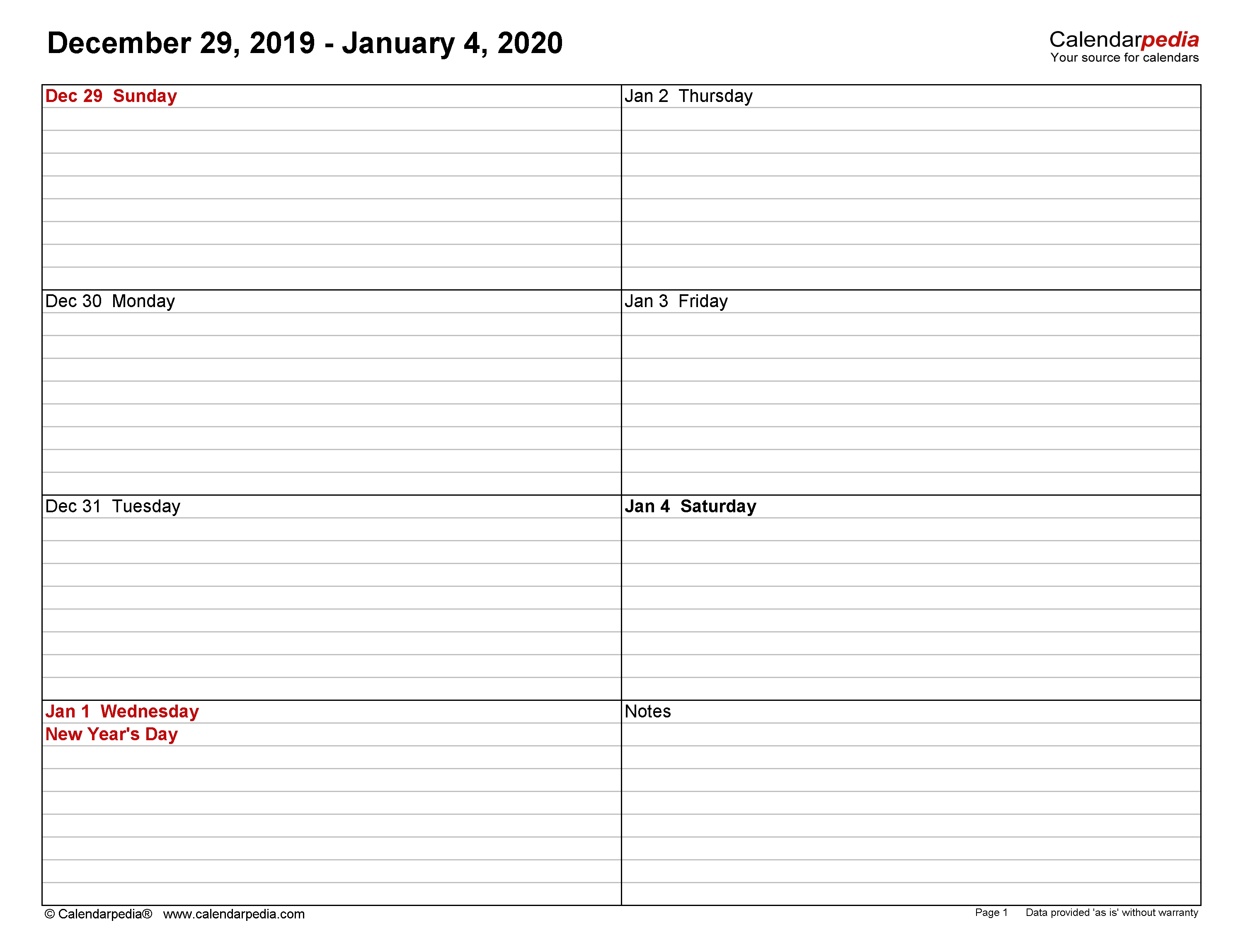 Weekly Calendars 2020 For Word - 12 Free Printable Templates