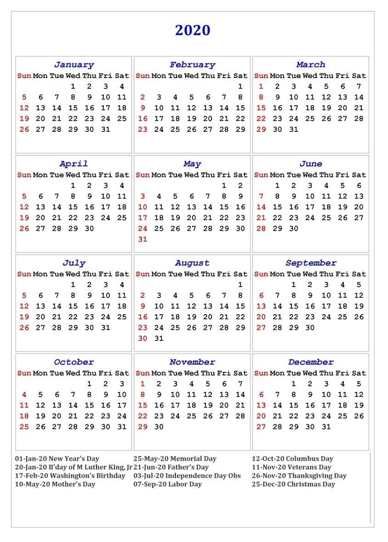 Yearly Calendar 2020 Printable Free For Agenda | Calendar