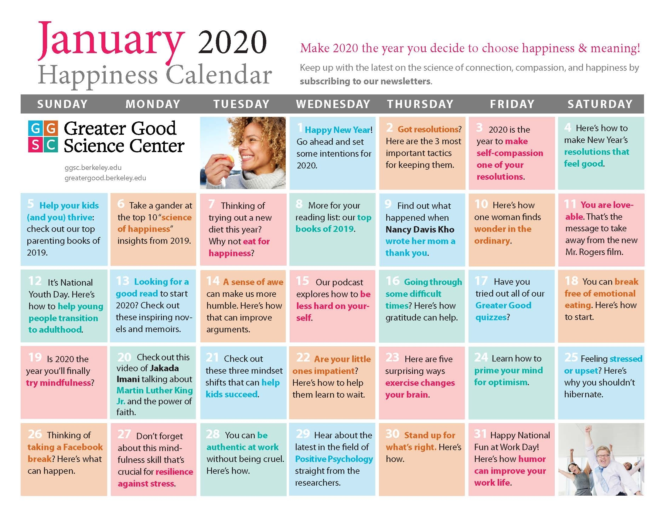 Your Happiness Calendar For January 2020