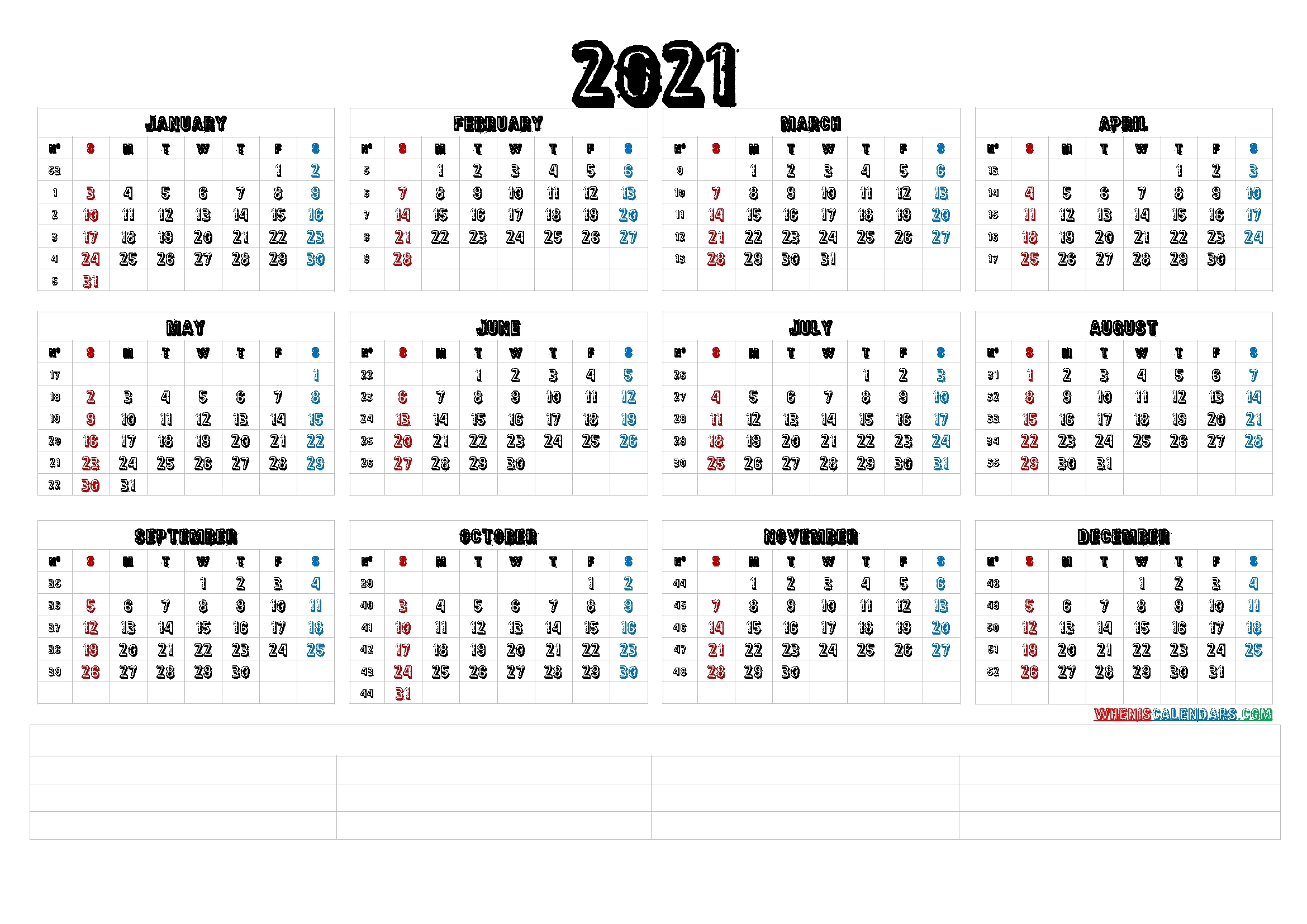 12 Month Calendar Printable 2021 (6 Templates) – Free 2020