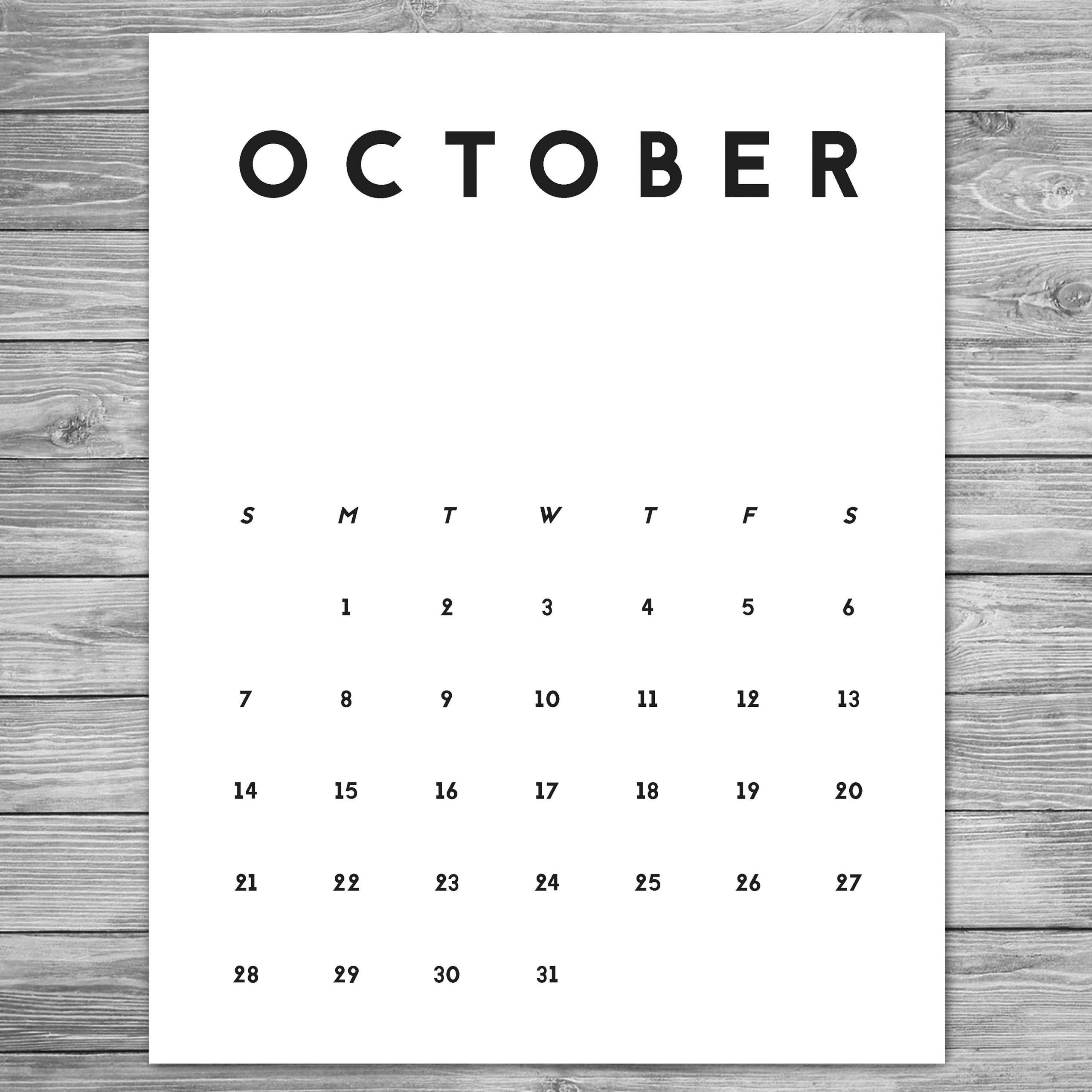 2018 2019 Printable Minimalist Monthly Calendar, A4, 8.5 X