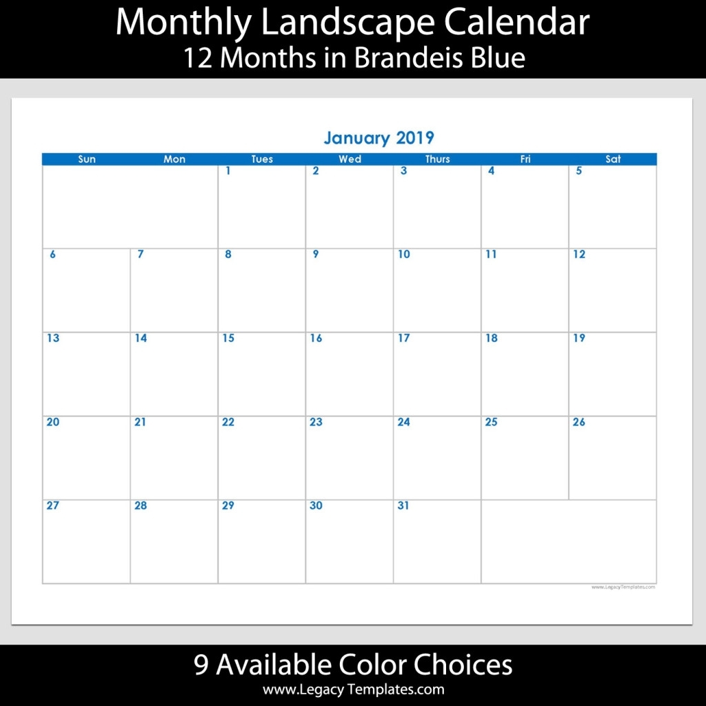 2019 - 12 Month Landscape Calendar - 8 1/2&quot; X 11&quot; | Legacy