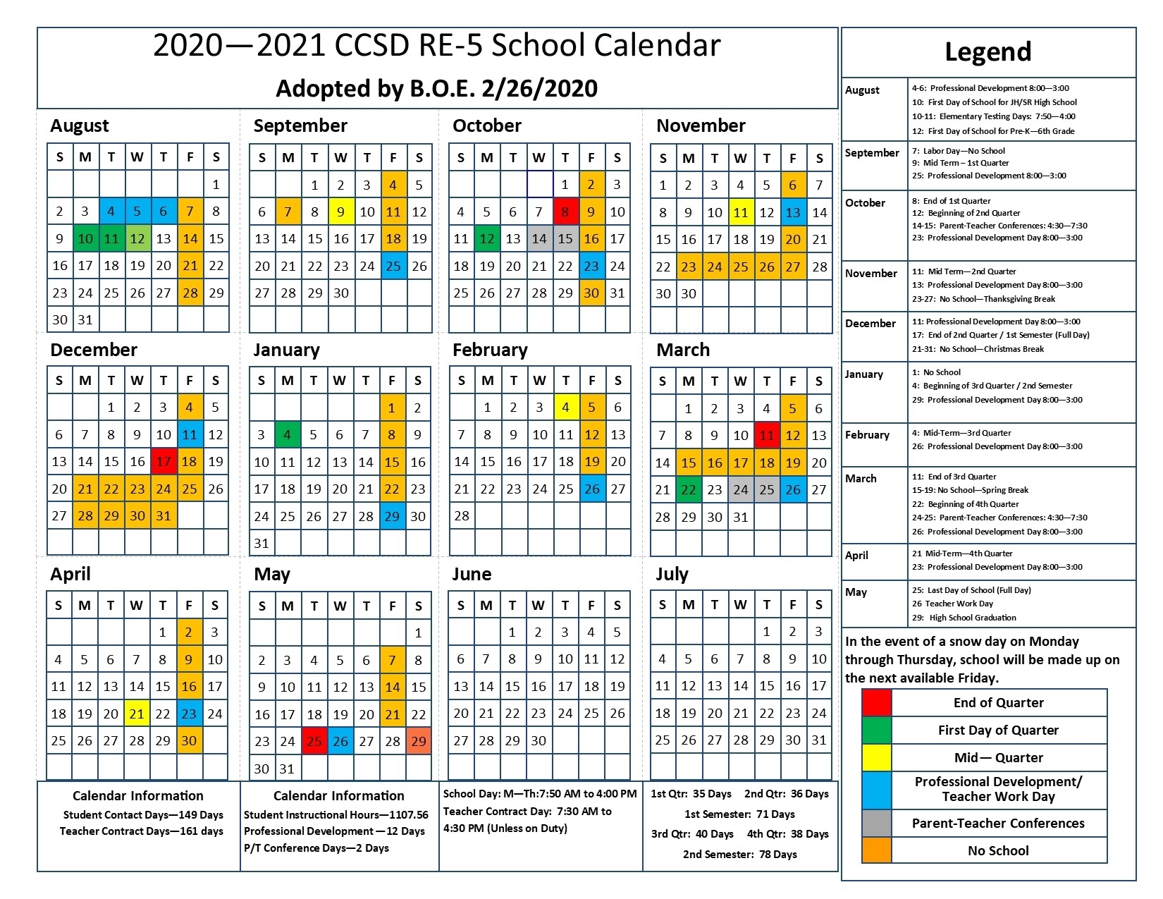 2019-20 School Calendar