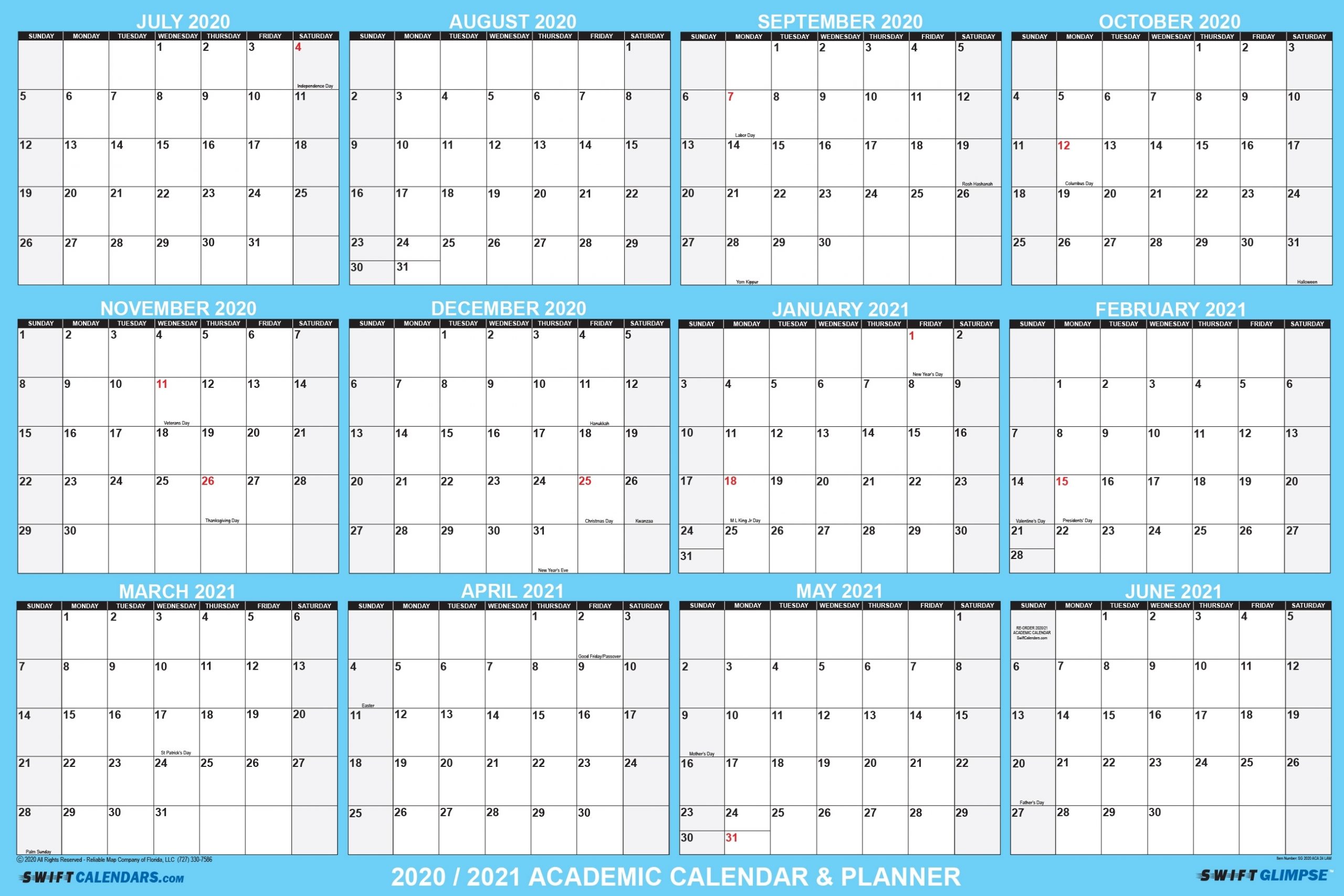 2020 2021 Academic Planning Calendar 48&quot; X 72&quot; Swiftglimpse