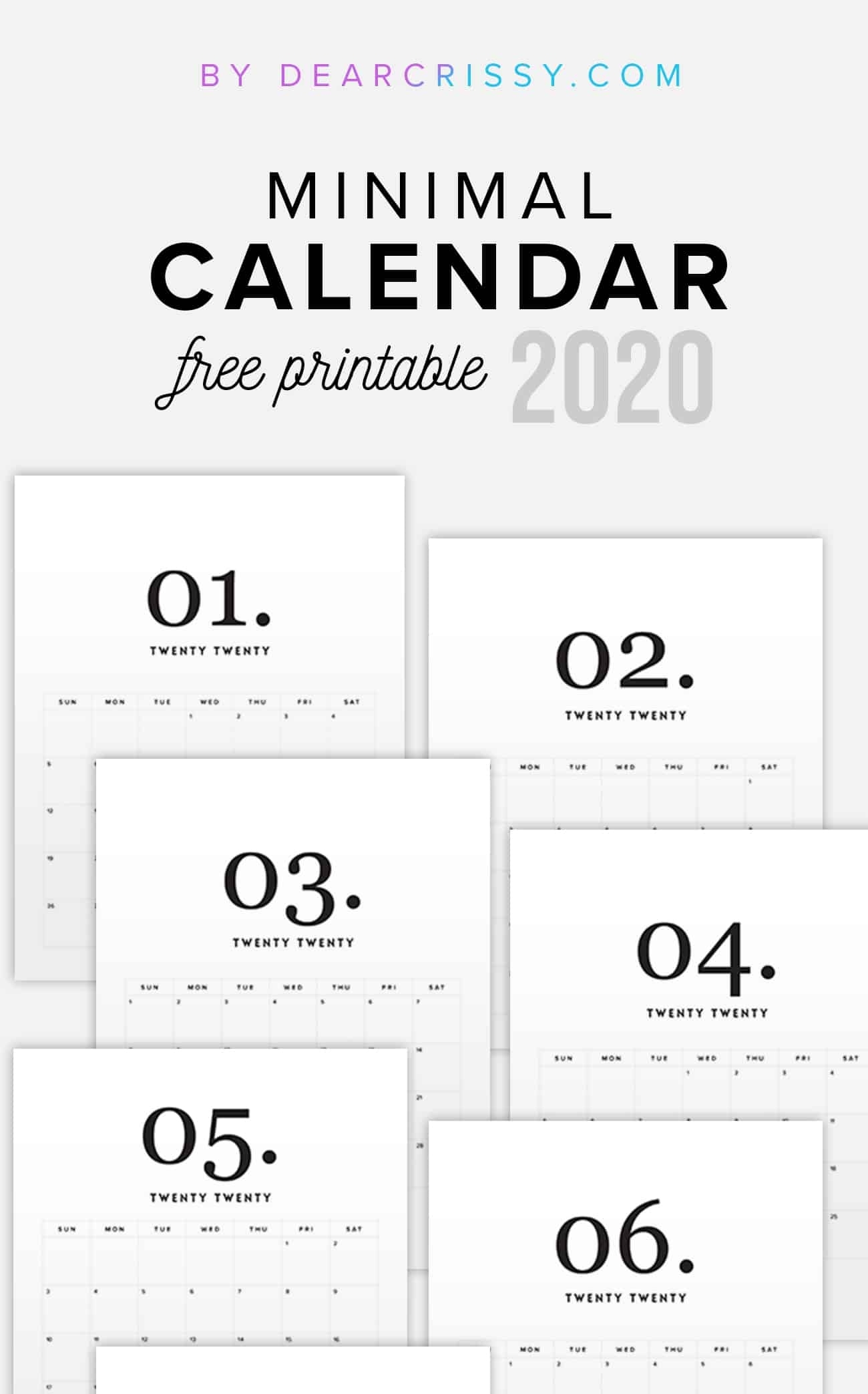 2020 Free Printable Calendar - Minimal Modern Calendar