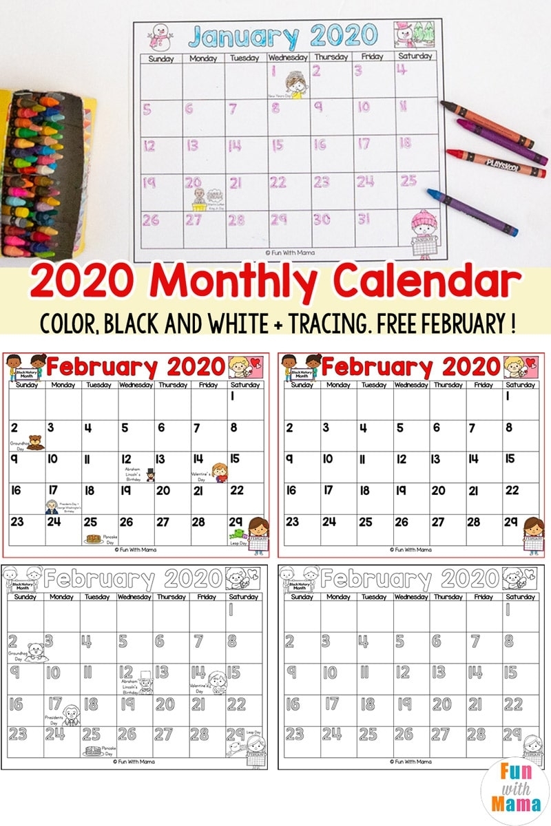 2020 Kids Calendar Printable - Fun With Mama