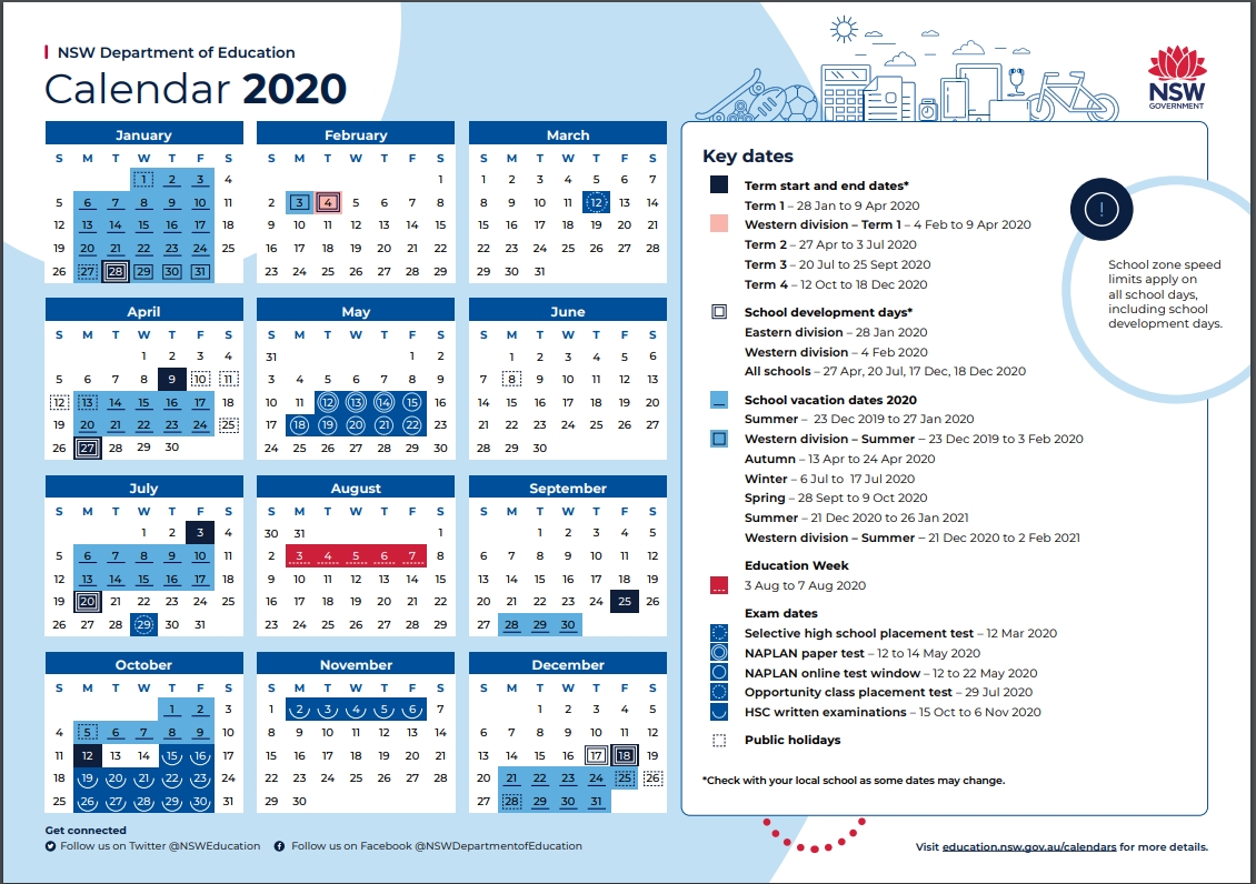 2020 School Calendar - Tarrawanna Public School