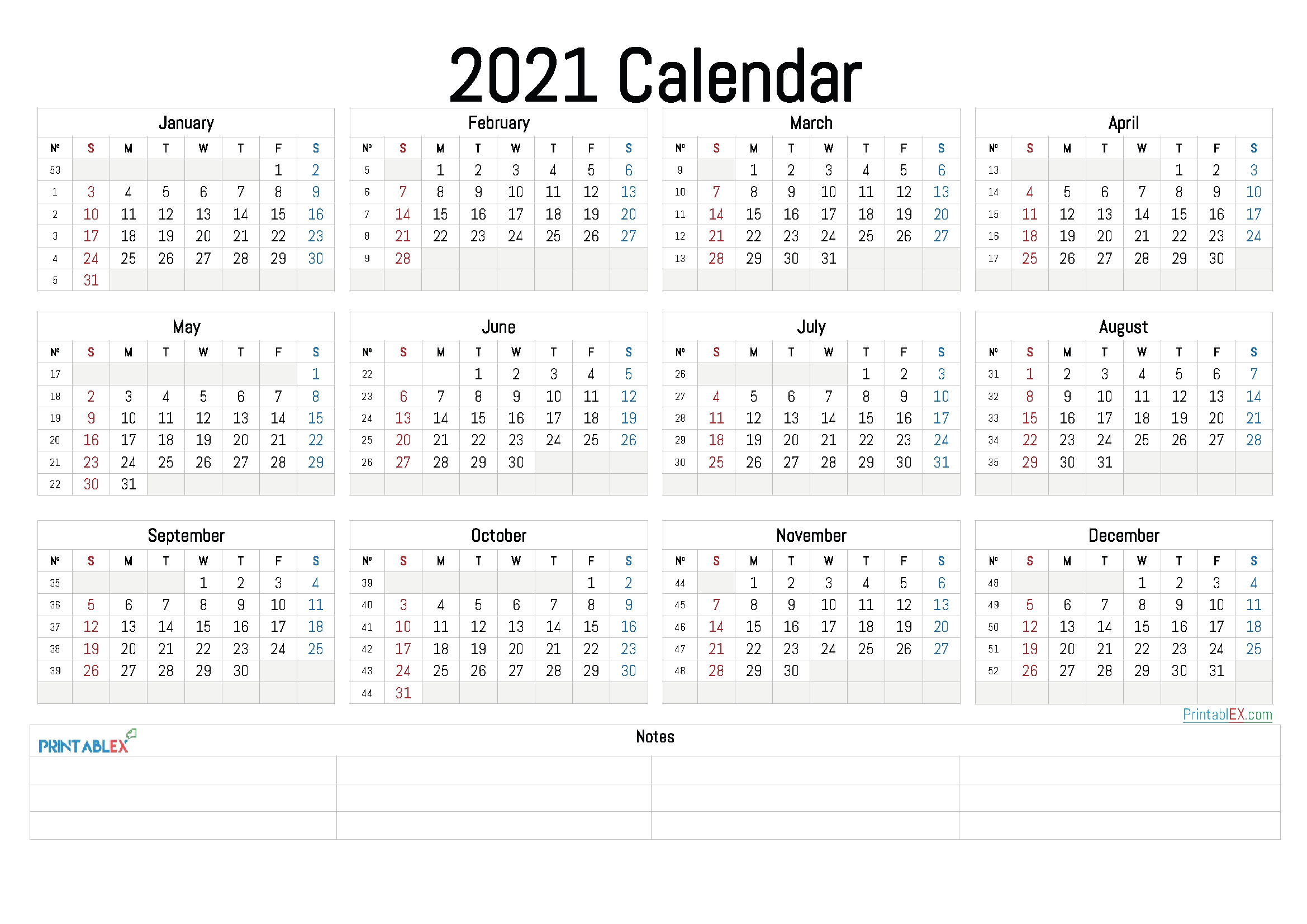 2021 Annual Calendar Printable – 21Ytw5 – Free 2020 And 2021