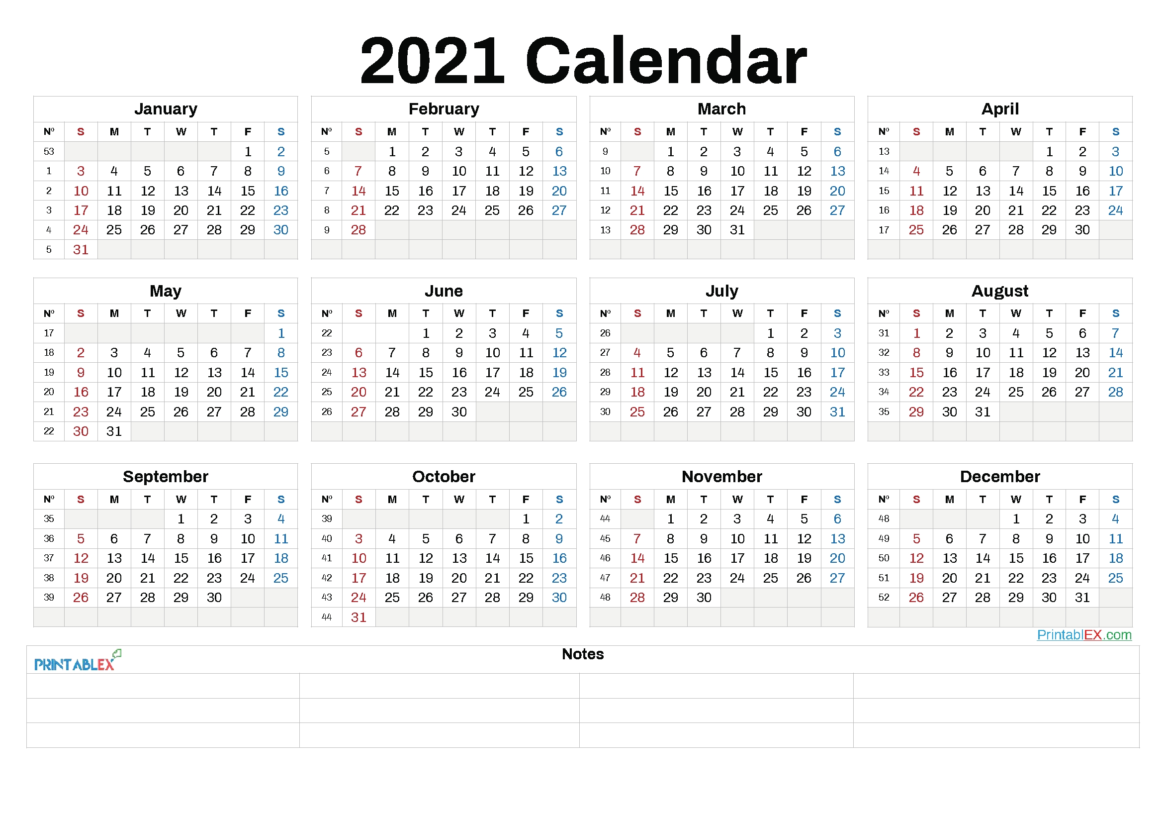 2021 Annual Calendar Printable – 21Ytw89 – Free 2020 And