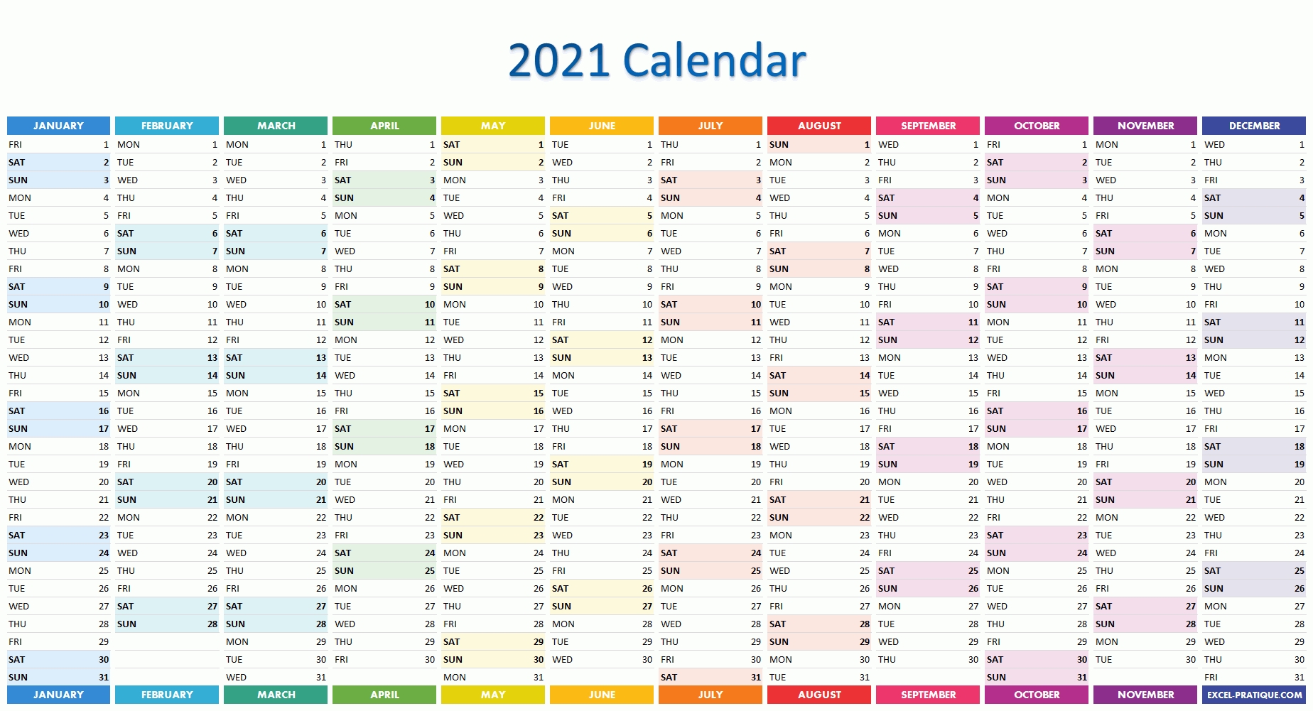 Calendar On Excel 2021 | Month Calendar Printable