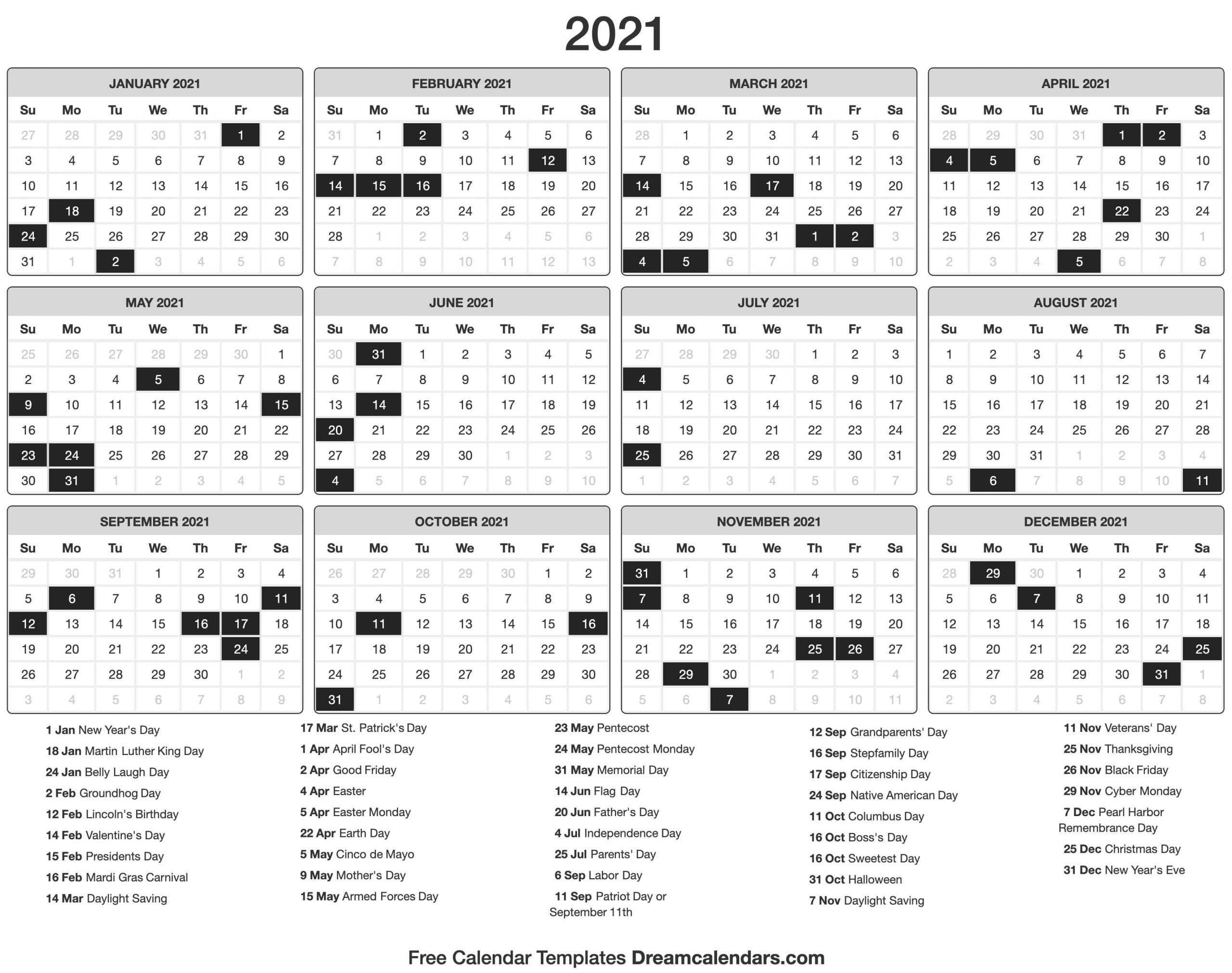 2021 Calendar