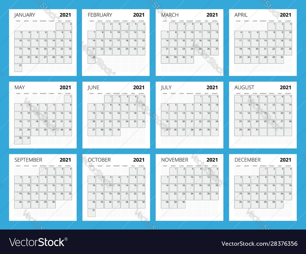 2021 Calendar Business Planner Print Template Vector Image