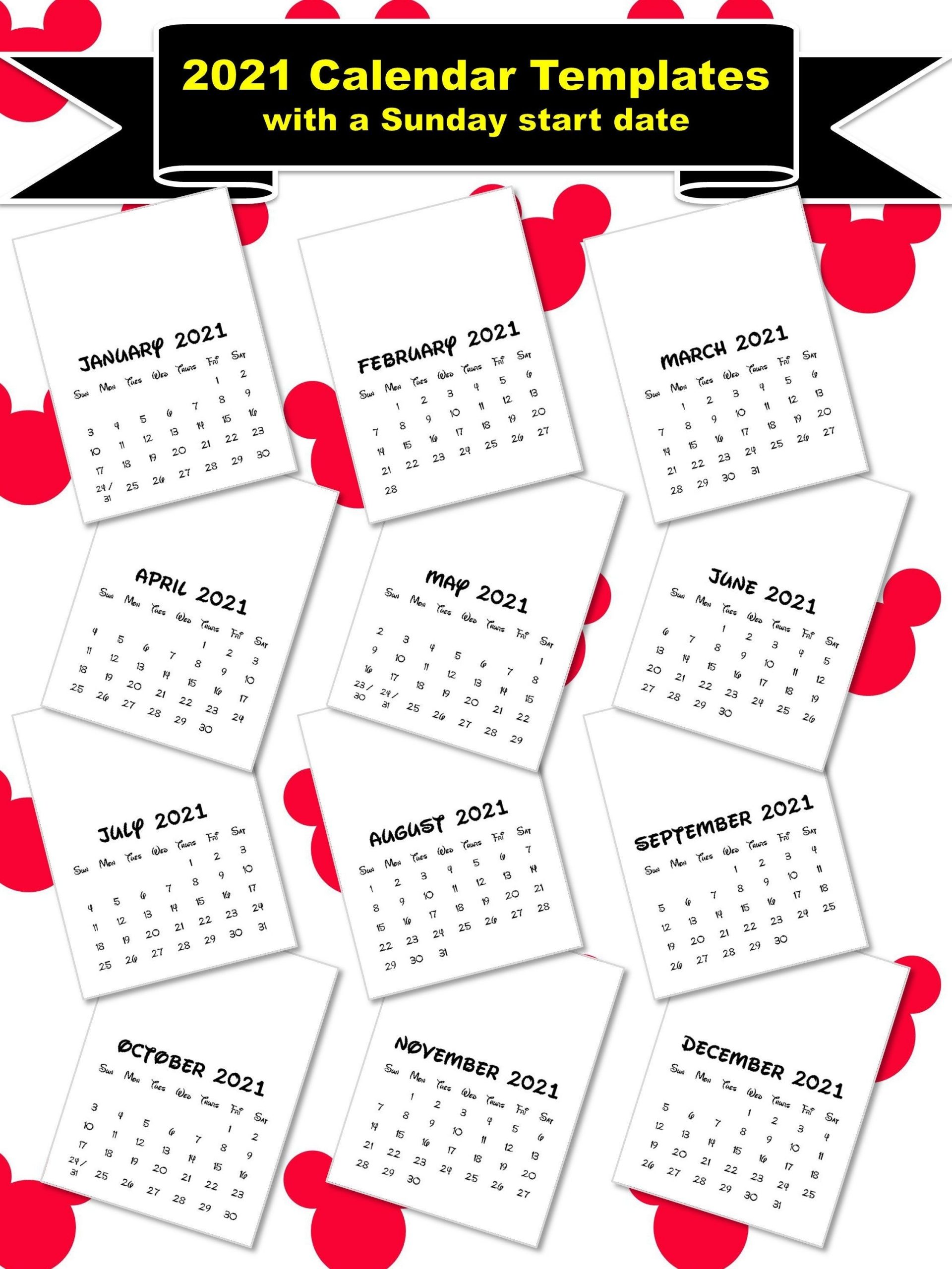 2021 Calendar Templates With A Sunday Start 8X11 | Etsy