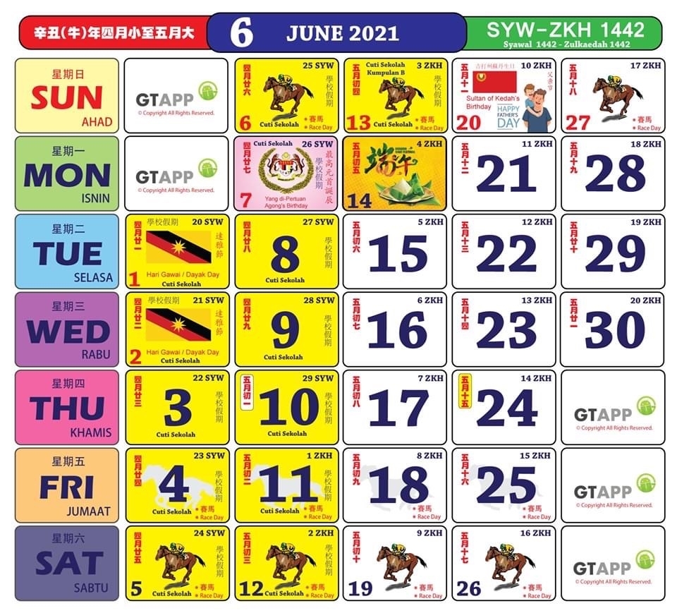 2021 Calendar With Monthly Malaysian Holidays Released