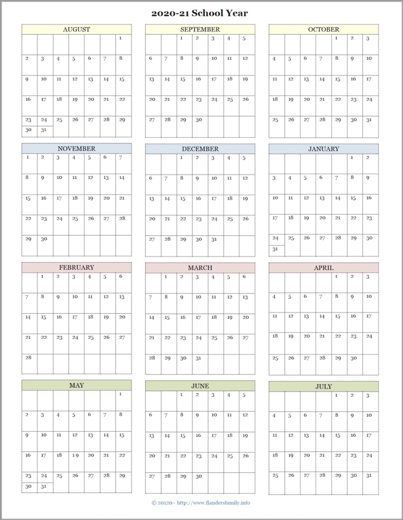 2021 Calendars For Advanced Planning - Flanders Family Homelife