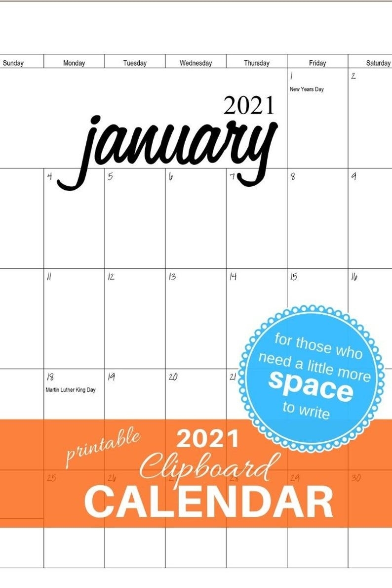 2021 Clipboard Calendar - Printable Pdf File In 2020