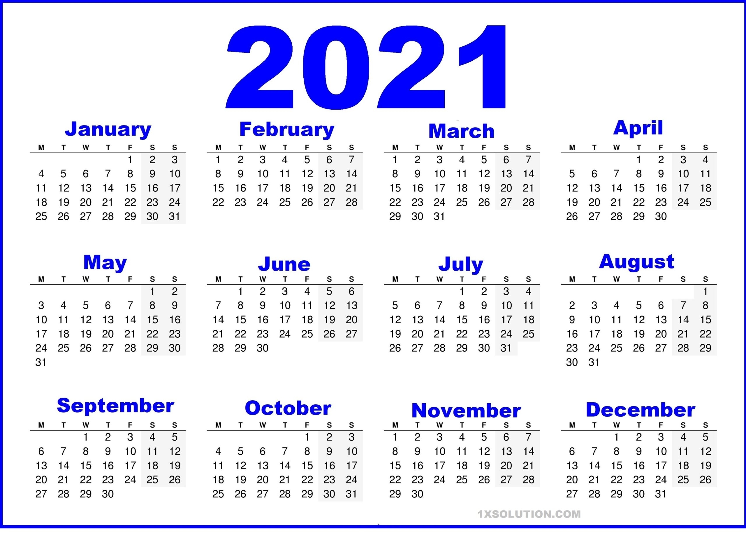 Calendar Write On 2021 Month Calendar Printable