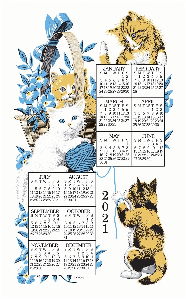 2021 Linen Calendar Towel - Curious Kittens - Walmart