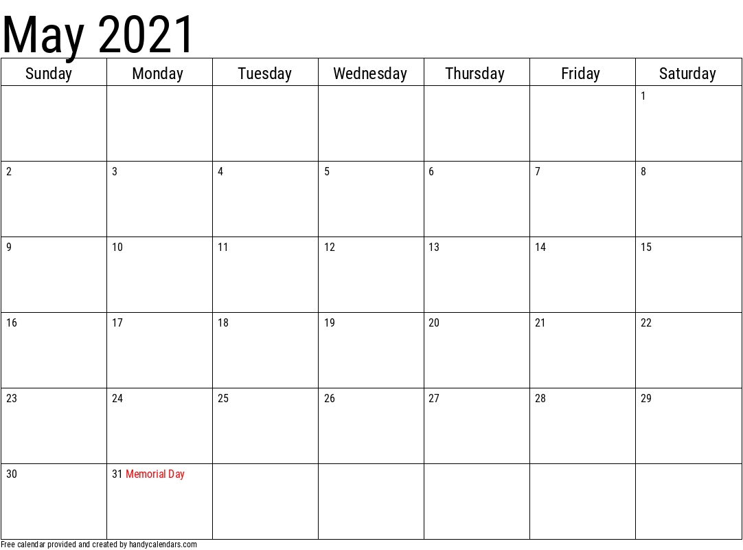 2021 May Calendars - Handy Calendars