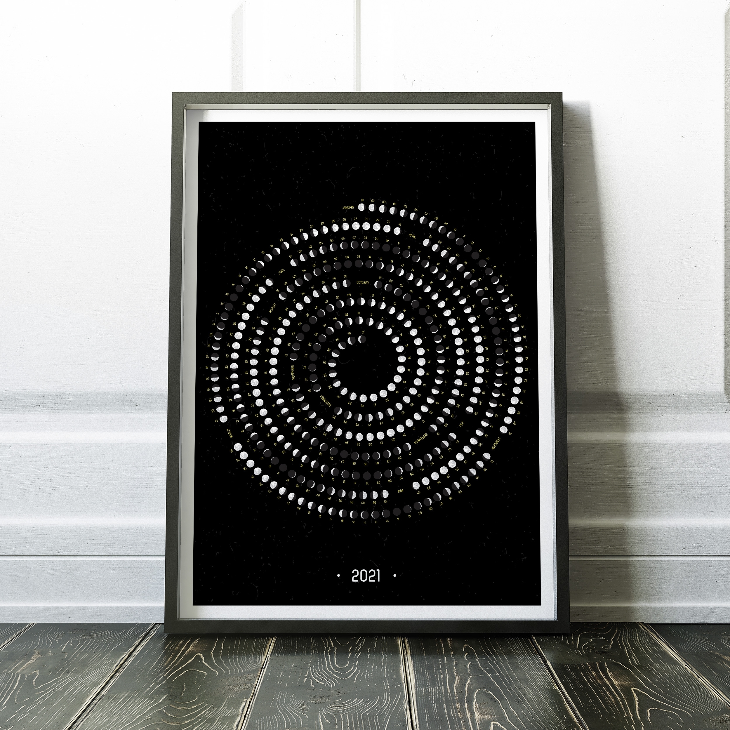 2021 Moon Calendar On A Spiral Layout, Phases Of Moon For 2021