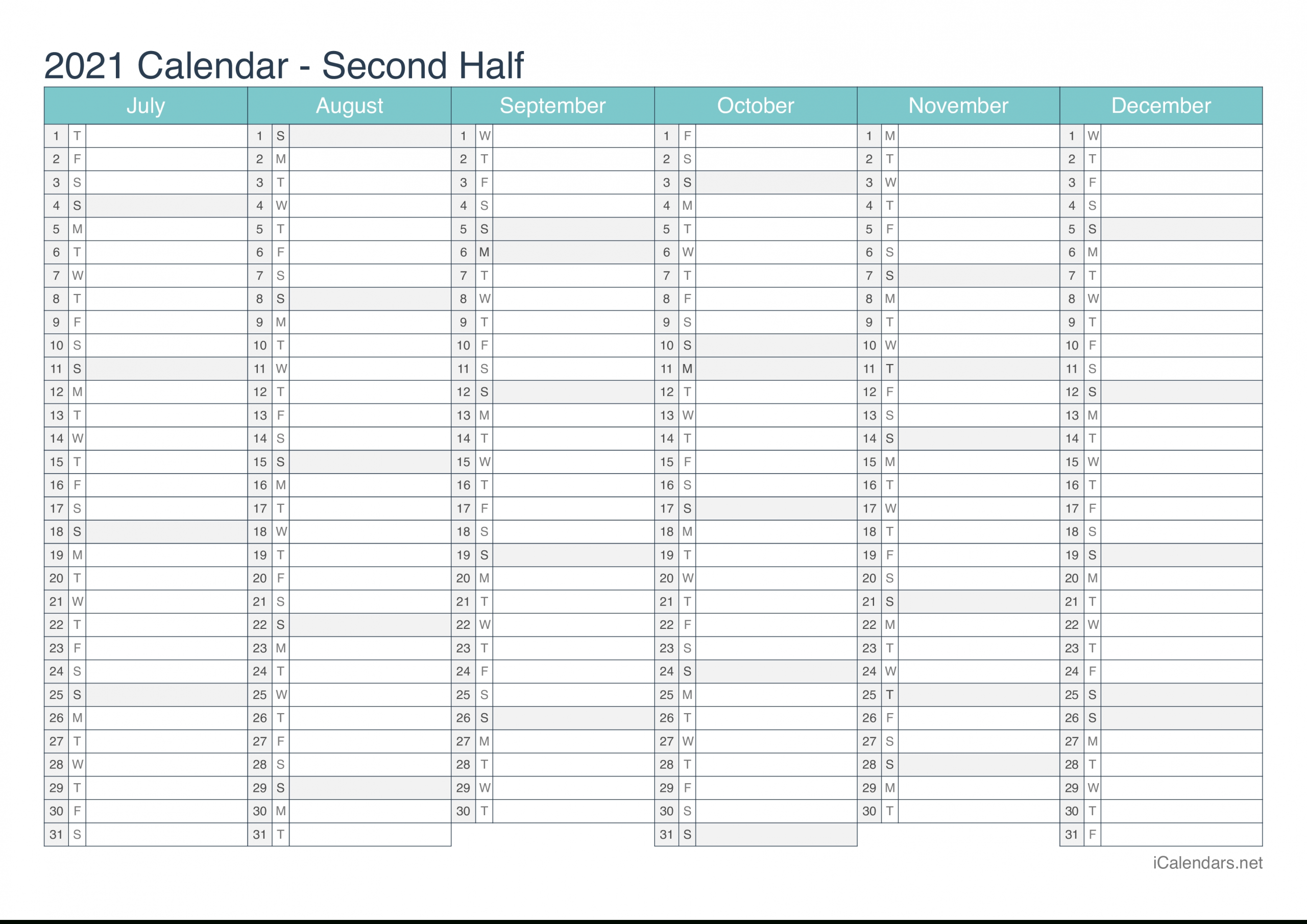 2021 Printable Calendar - Pdf Or Excel - Icalendars