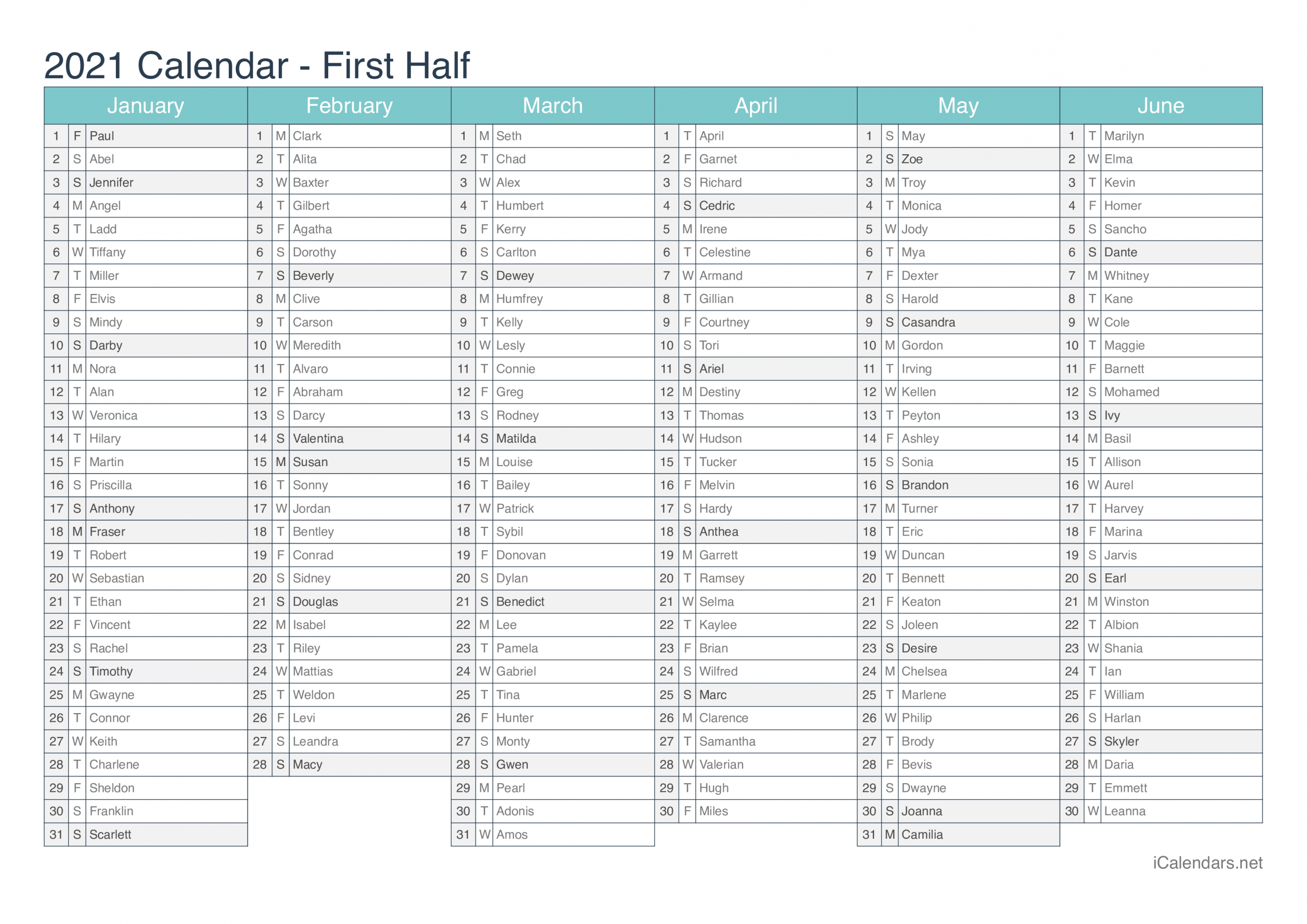 Calender 2021 In Excel | Month Calendar Printable