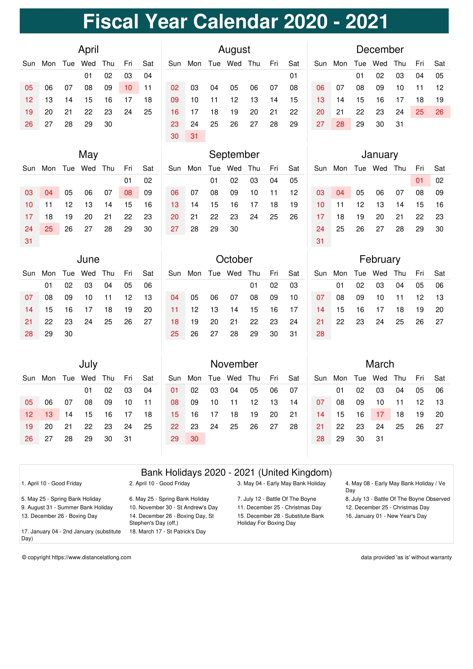 2021 United Kingdom Fiscal Calendar United Kingdom Fiscal