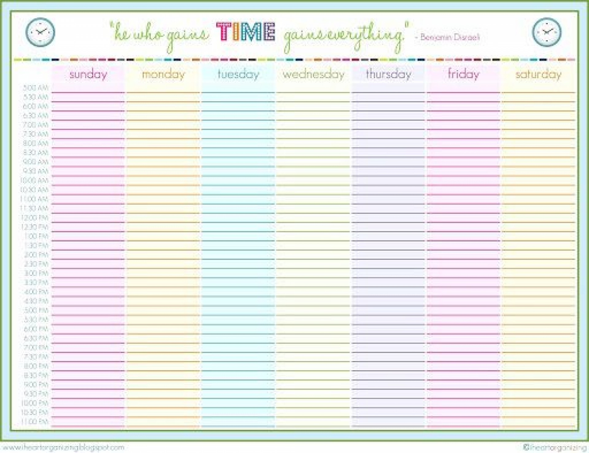 24 Hour Schedule Template ~ Addictionary