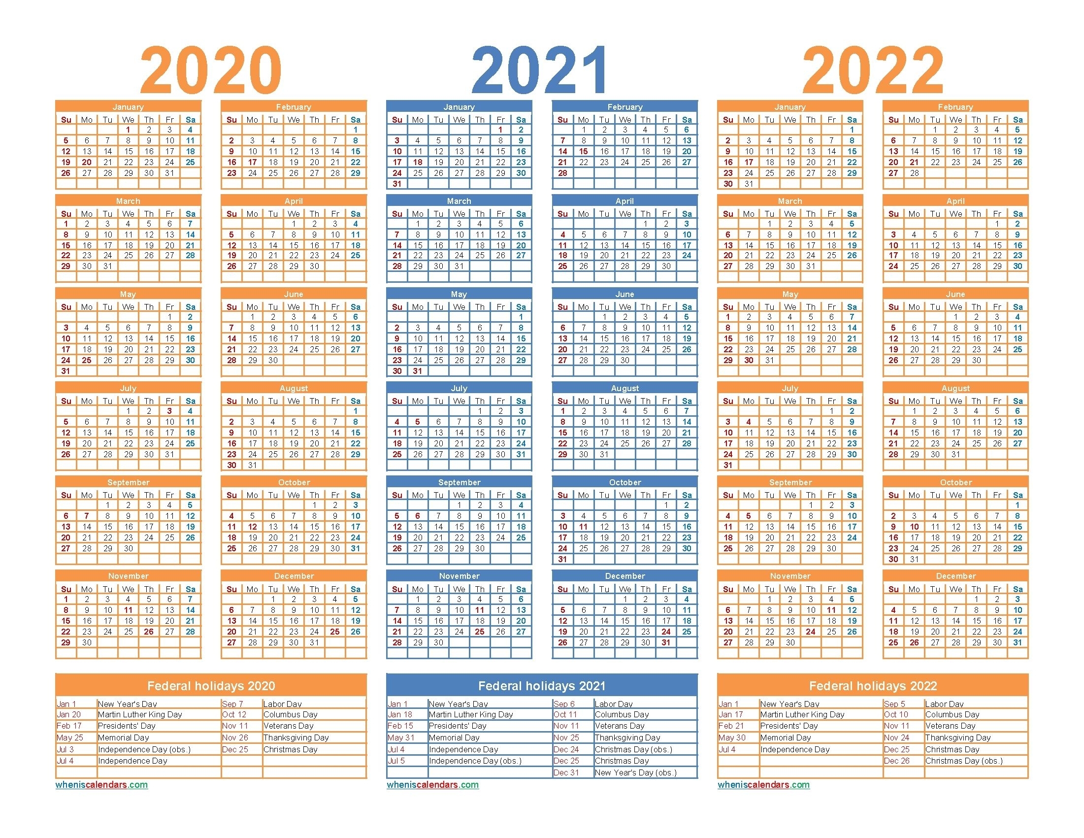 3 Year Calendar 2021 To 2023 In 2020 | Calendar Printables