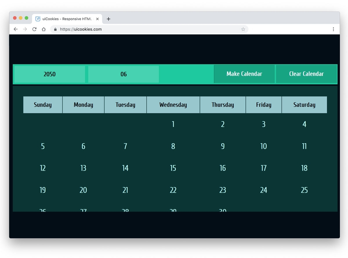 Bootstrap 4 Calendar With Only Month And Year Month Calendar Printable