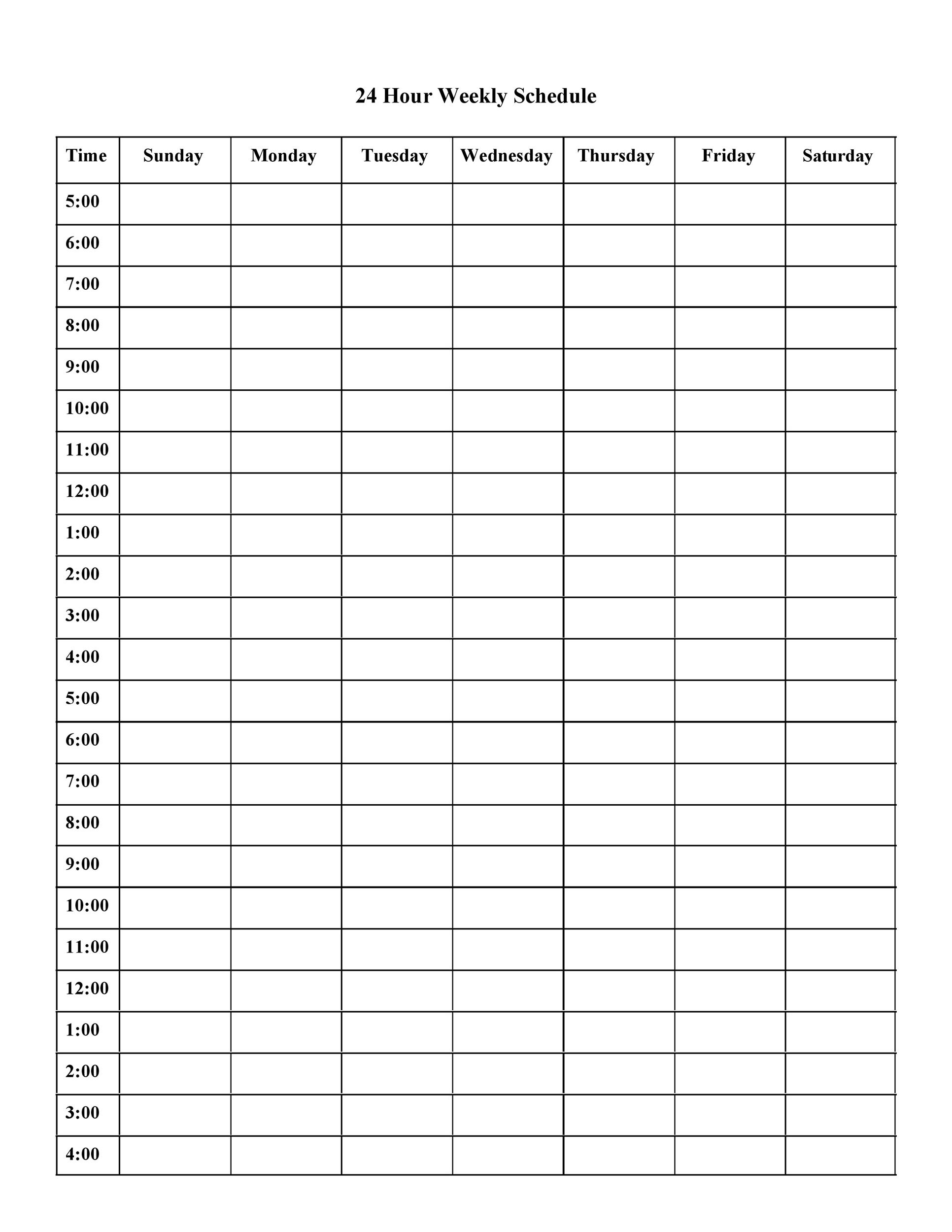 43 Effective Hourly Schedule Templates (Excel &amp; Ms Word) ᐅ