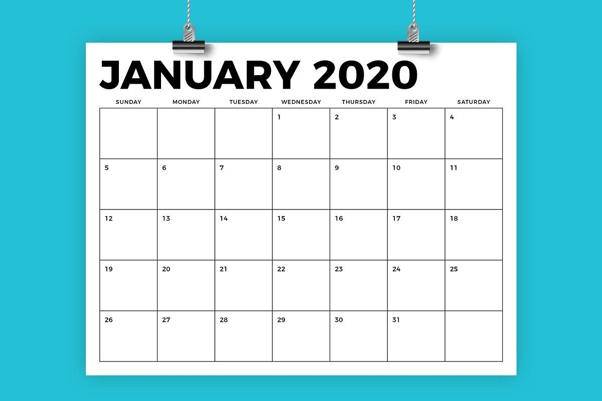 8.5 X 11 Inch Bold 2020 Calendar | Calendar Template