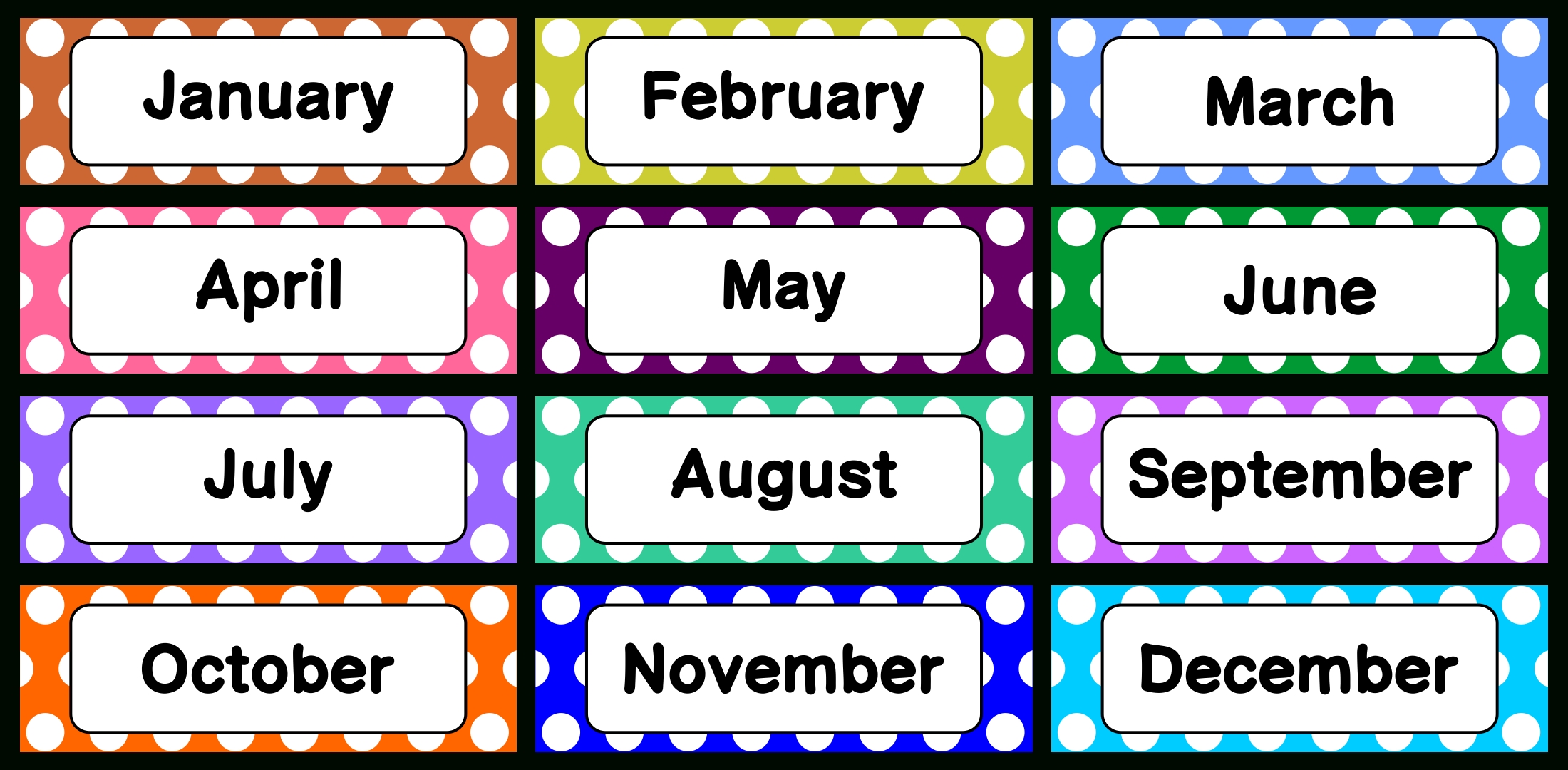 Months Of The Year Labels Printable