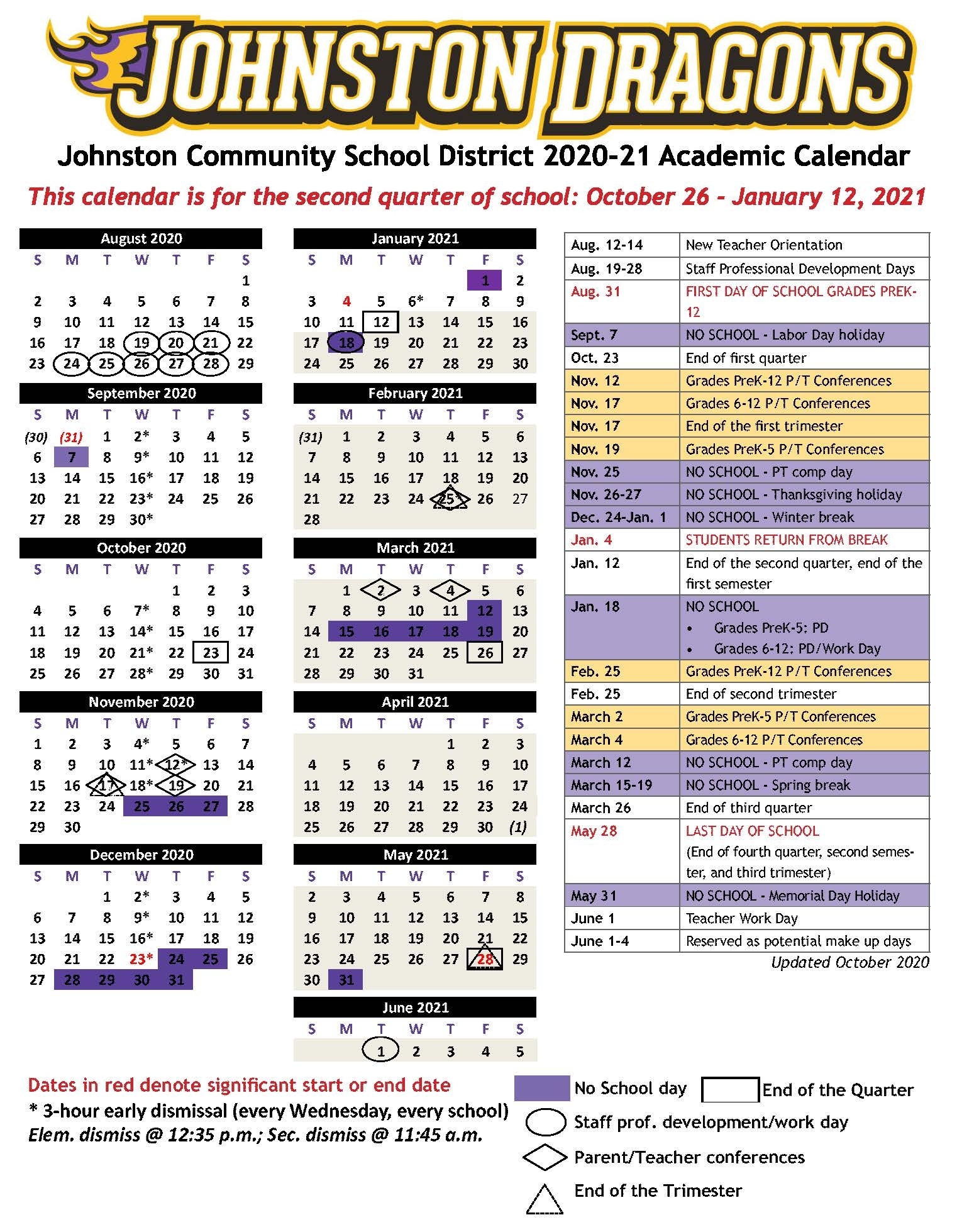 Academic Calendars - Johnston Community School District