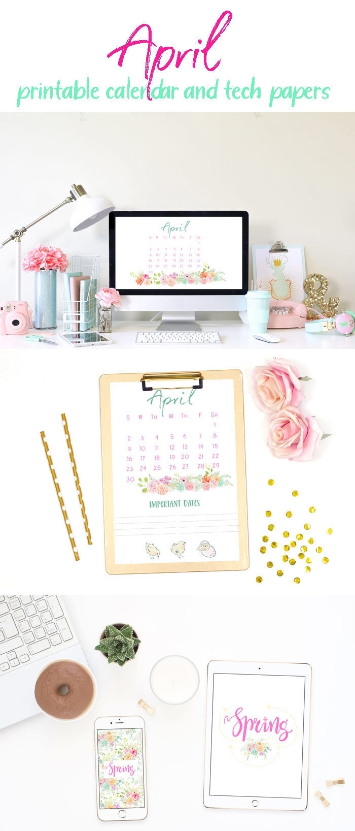 April 2018 Printable Calendar And Tech Papers