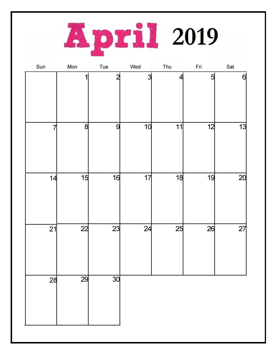 April 2019 Editable Calendar #April #April2019Calendar