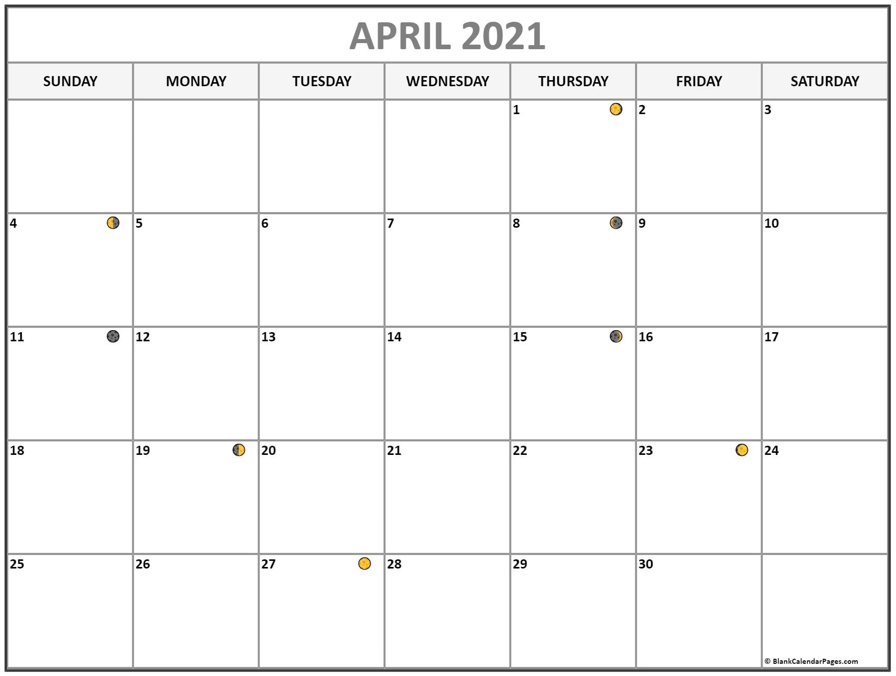 April 2021 Lunar Calendar | Moon Phase Calendar