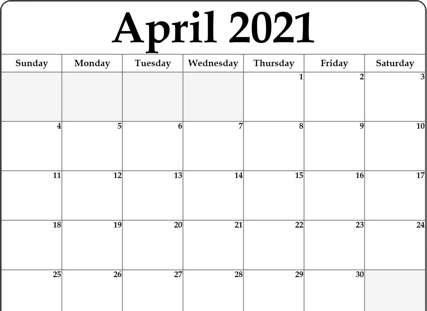 April 2021 Printable Calendar Pdf In 2020 | Calendar Word